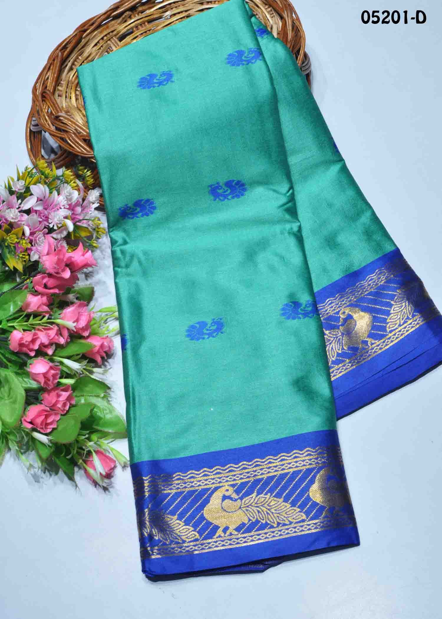 Aathmika -05201-D Cyan Color Traditional Lichi Silk Saree CM1392989 (LR1B)