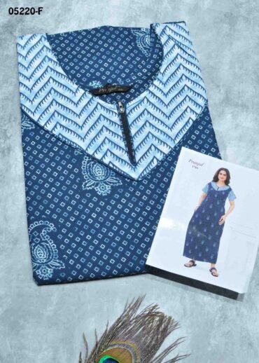 Aradhya -05220-F  [XL]  PeacockBlue Color (Pranjul Brand) Cotton Readymade Pocket Nighty CM1397221 (LR6C)