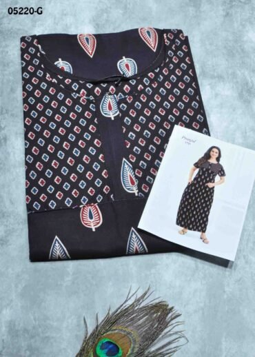 Aradhya -05220-G  [XL]  Black Color (Pranjul Brand) Cotton Readymade Pocket Nighty CM1397221 (LR6C)