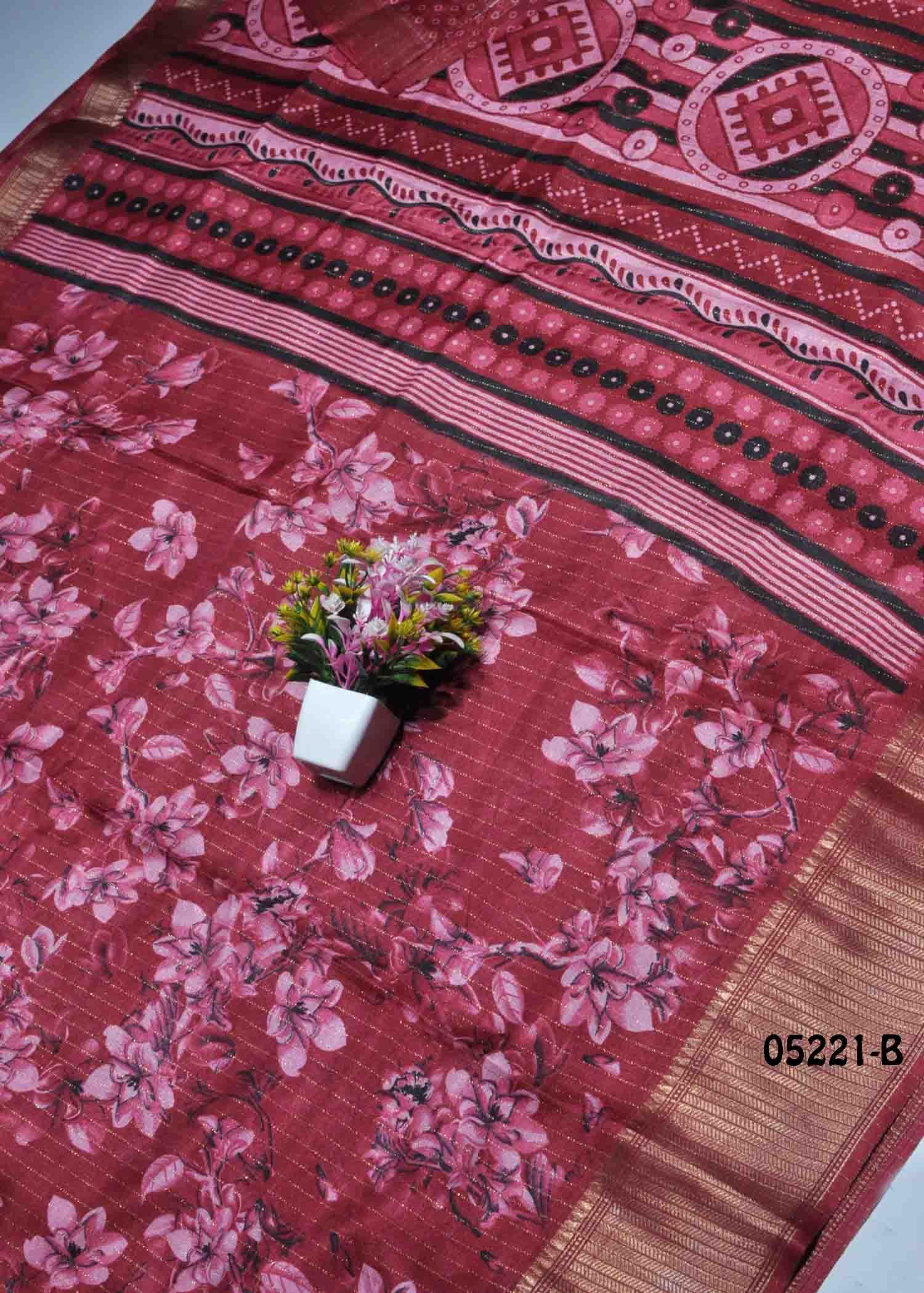 Nithya - 05221-B Dark Pink Color Trendy Dola Silk Saree CM1391167 (LR4B)