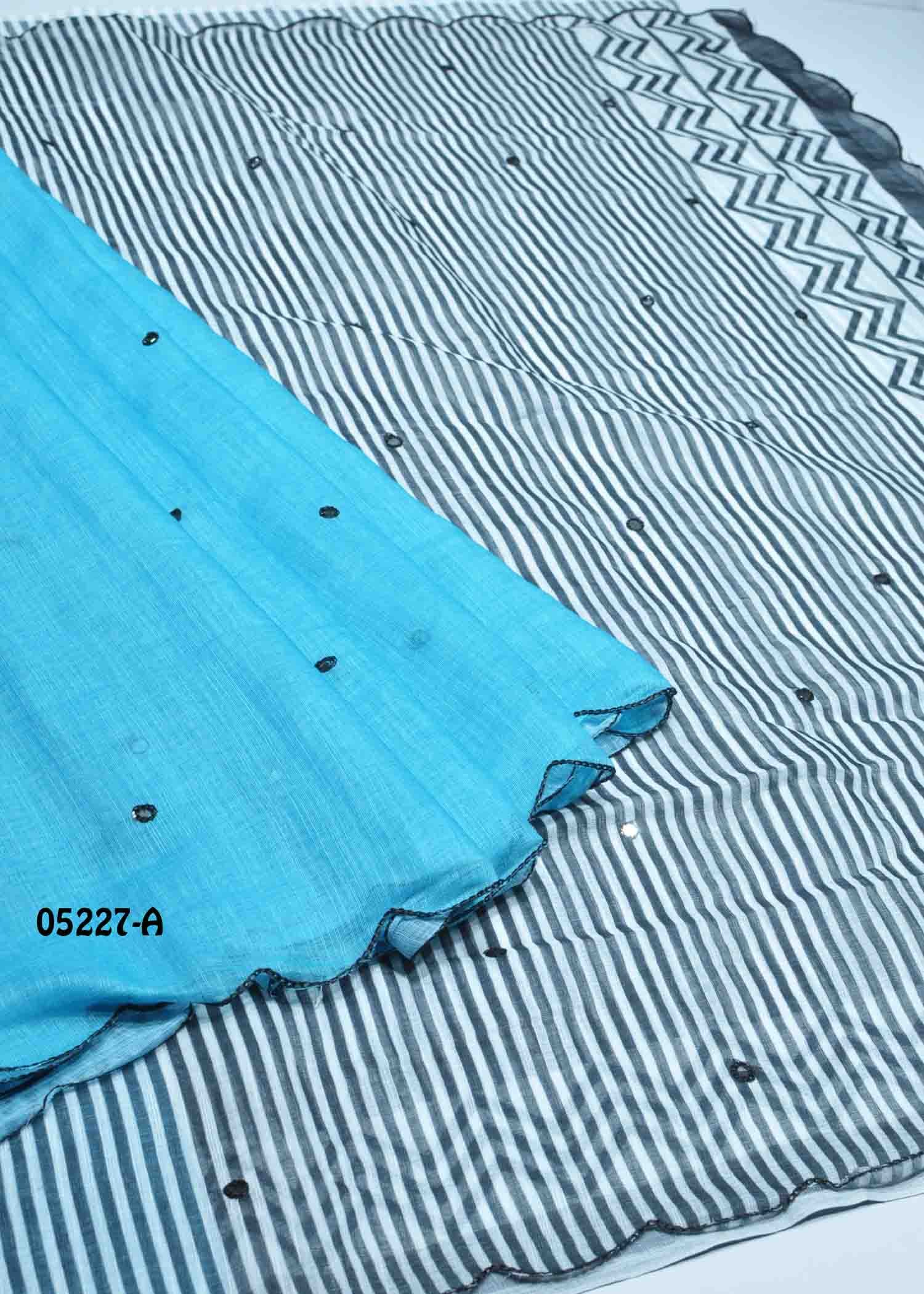 Thara - 05227-A SkyBlue Color Trendy Linen Cotton Saree CM1402245 (RR1C)