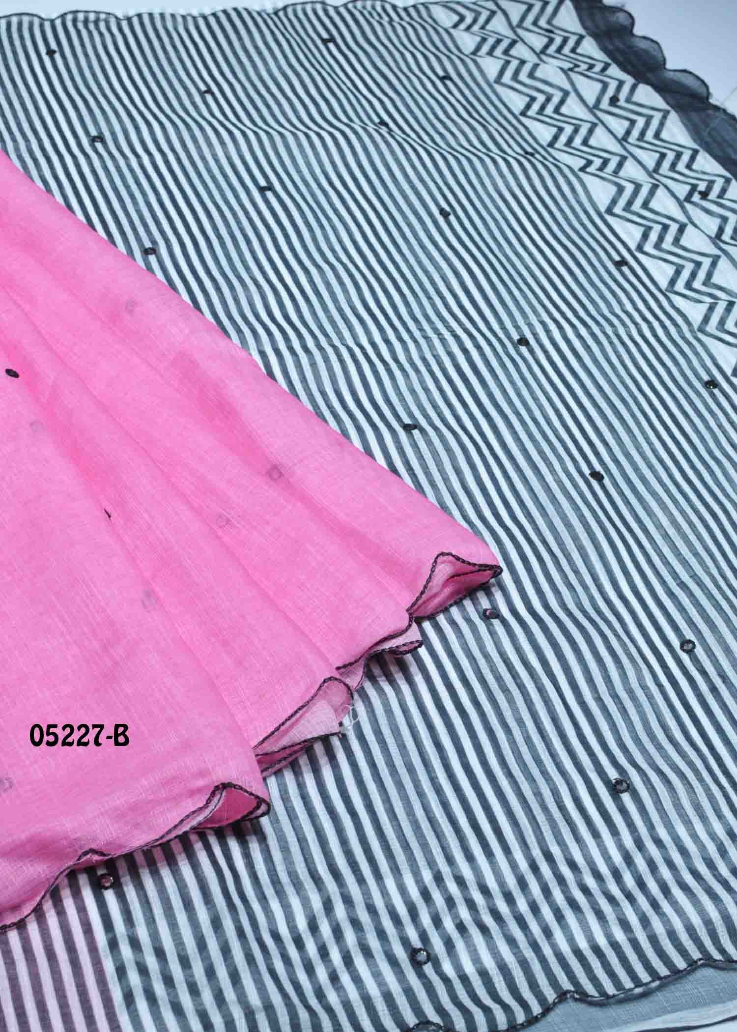 Thara - 05227-B Pink Color Trendy Linen Cotton Saree CM1402245 (RR1C)