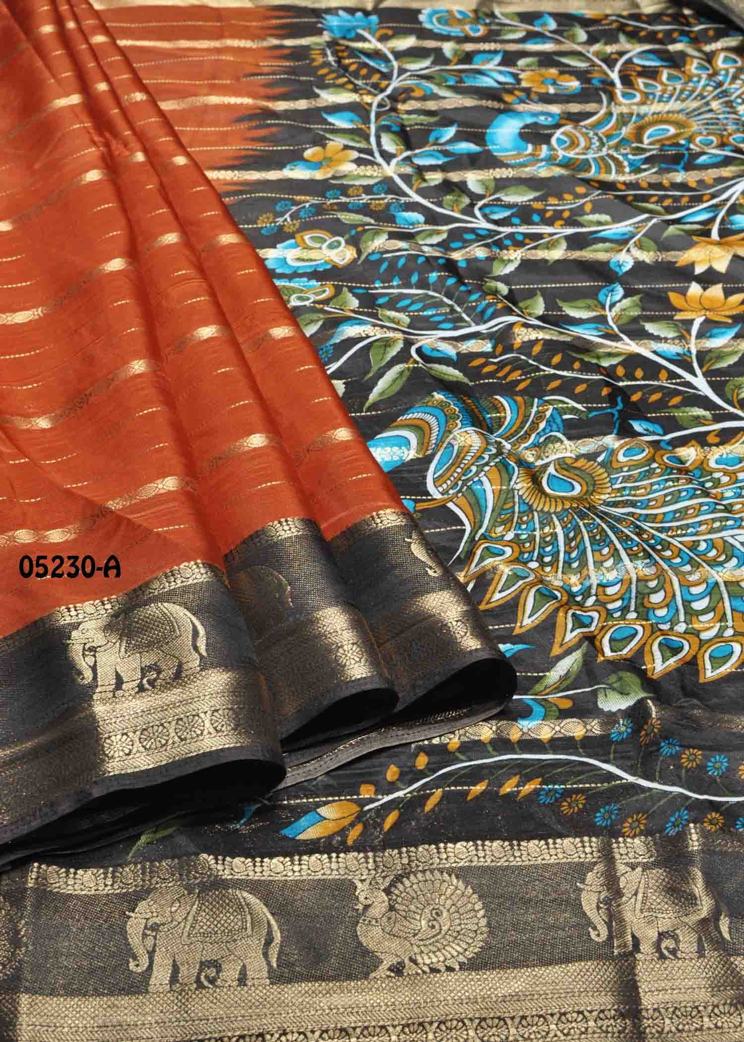 Jasmine - 05230-A RustOrange Color Trendy Dola Silk Saree CM1405049 (RR1C)