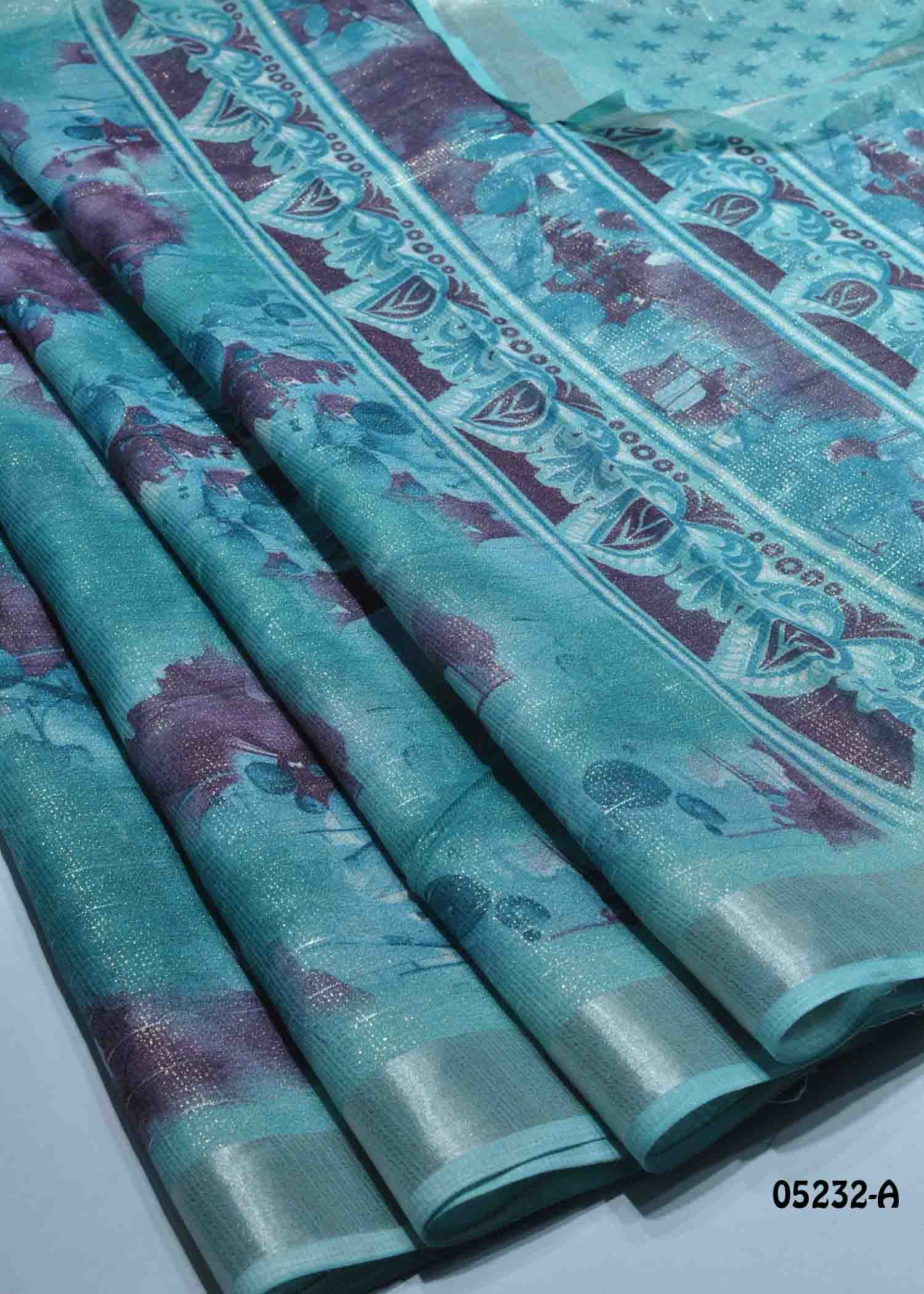Isainila - 05232-A CelesteBlue Color Excellent Jute Cotton Saree CM1392785 (RR1D)