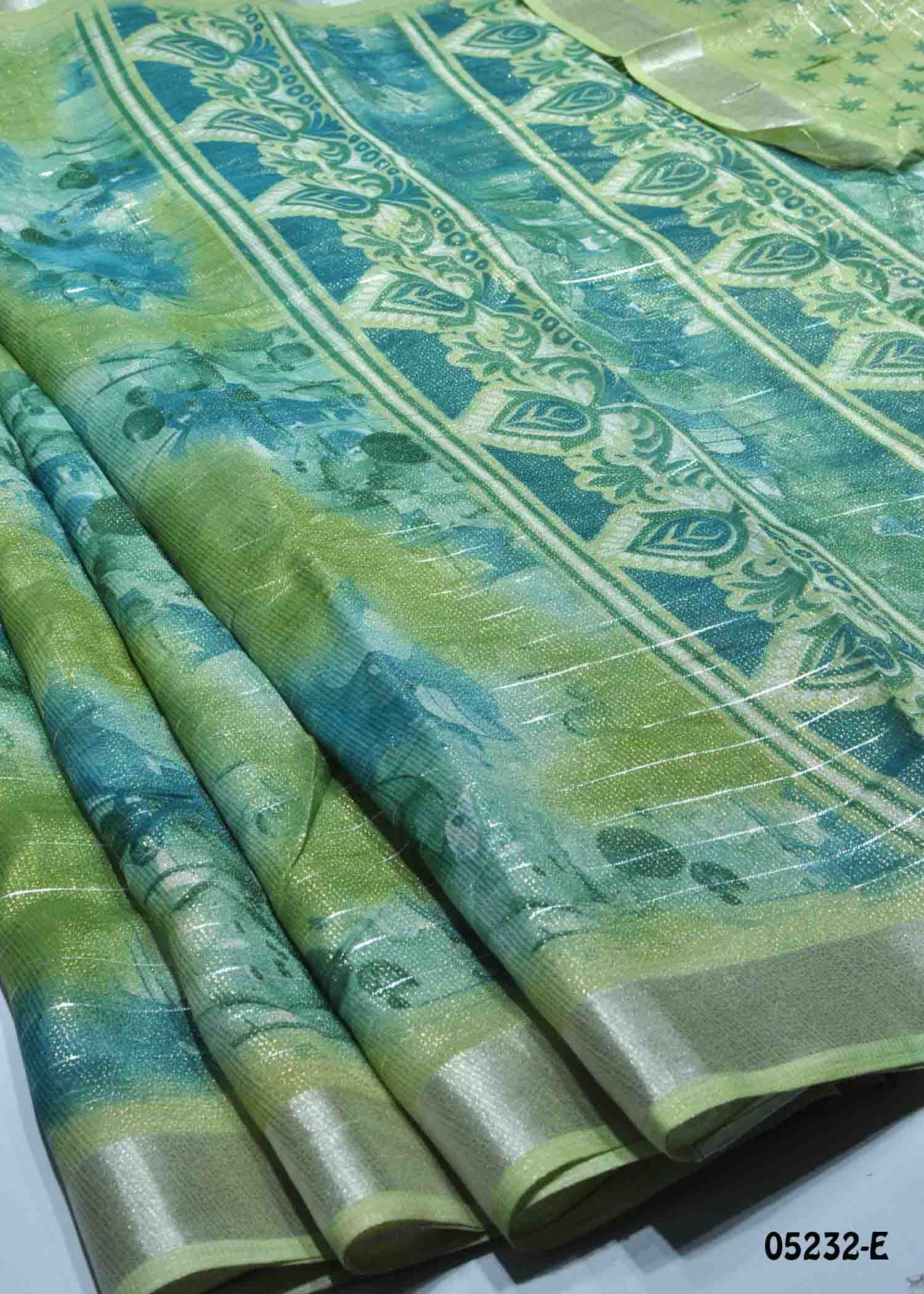 Isainila - 05232-E Green Color Excellent Jute Cotton Saree CM1392785 (RR1D)