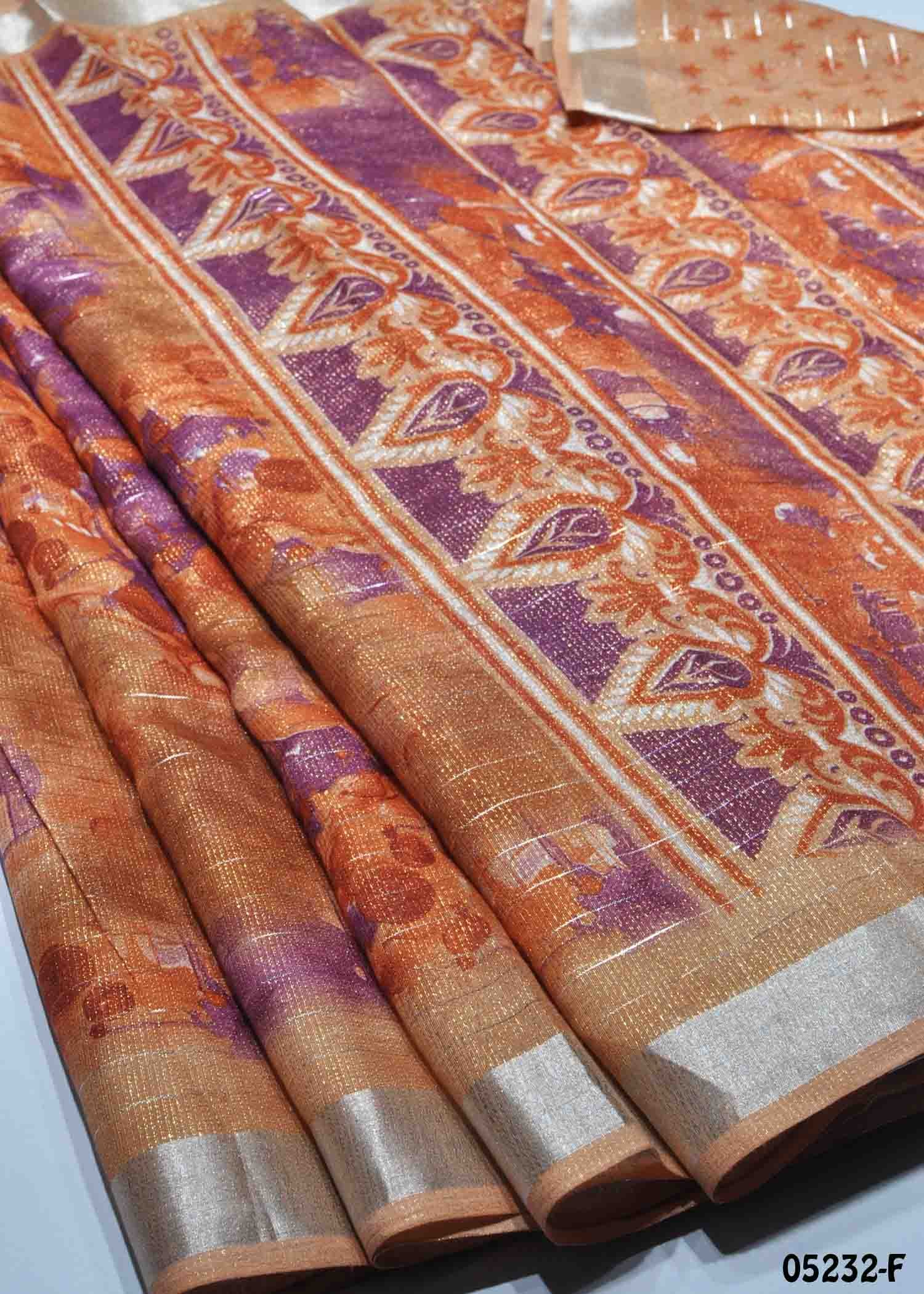 Isainila - 05232-F Brown Color Excellent Jute Cotton Saree CM1392785 (RR1D)