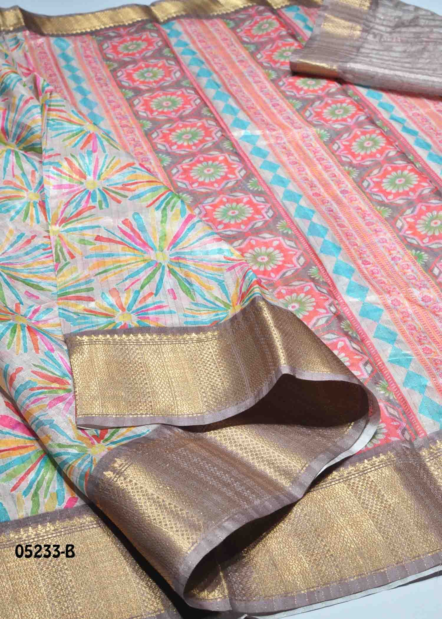 Madhumitha - 05233-B Grey Color Excellent Fancy Cotton Saree CM1402286 (RR1D)