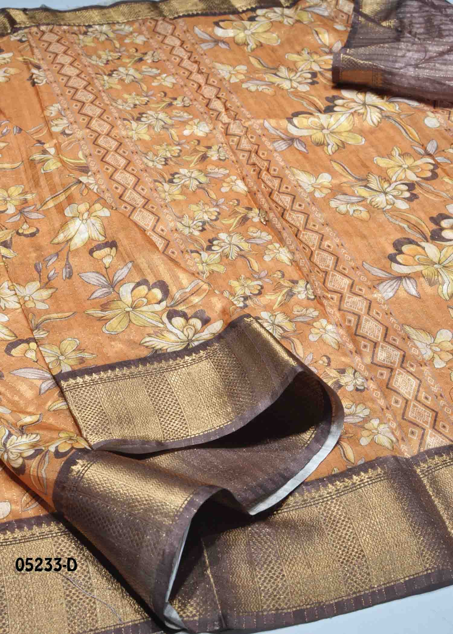 Madhumitha - 05233-D Brown Color Excellent Fancy Cotton Saree CM1402286 (RR1D)