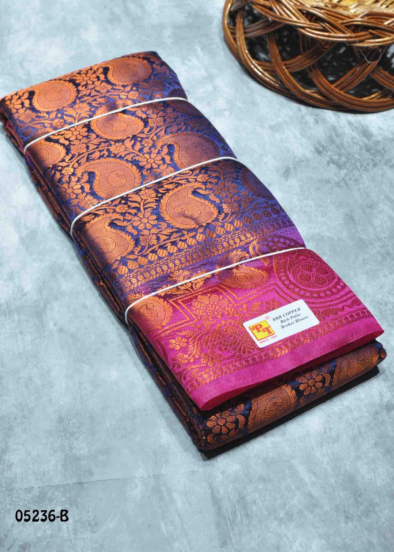 Devika - 05236-B NavyBlue Color Traditional Raw Silk Saree CM1409510 (RR1E)