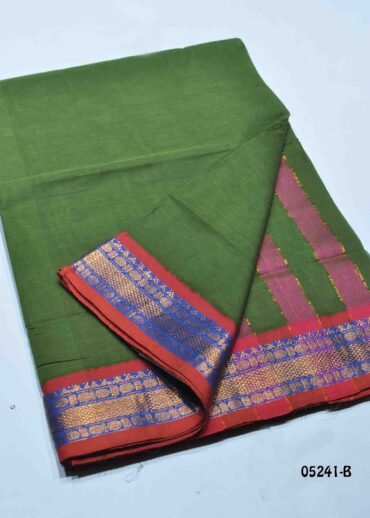 Sridevi - 05241-B  OliveGreen Color Traditional (9 Yards) Chettinad Cotton Saree CM1390729 (RR2C)