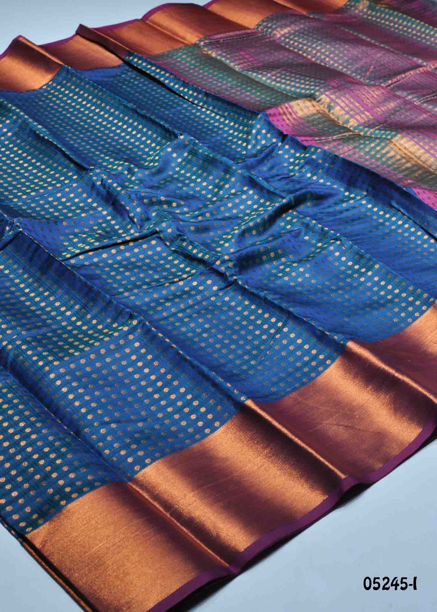 Thilakavathy - 05245-I Blue Color Traditional Lichi Silk Saree CM1408518 (RR2D)