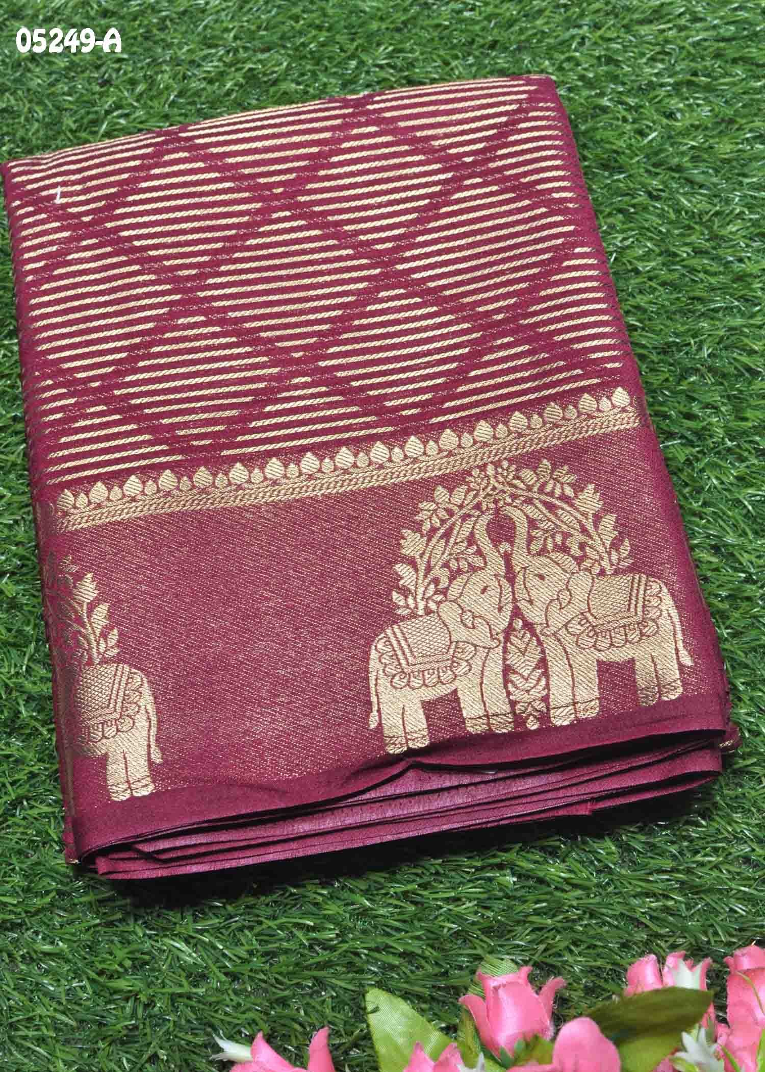 Agalika - 05249-A Maroon Color Traditional Raw Silk Saree CM1411815 (RR3D)