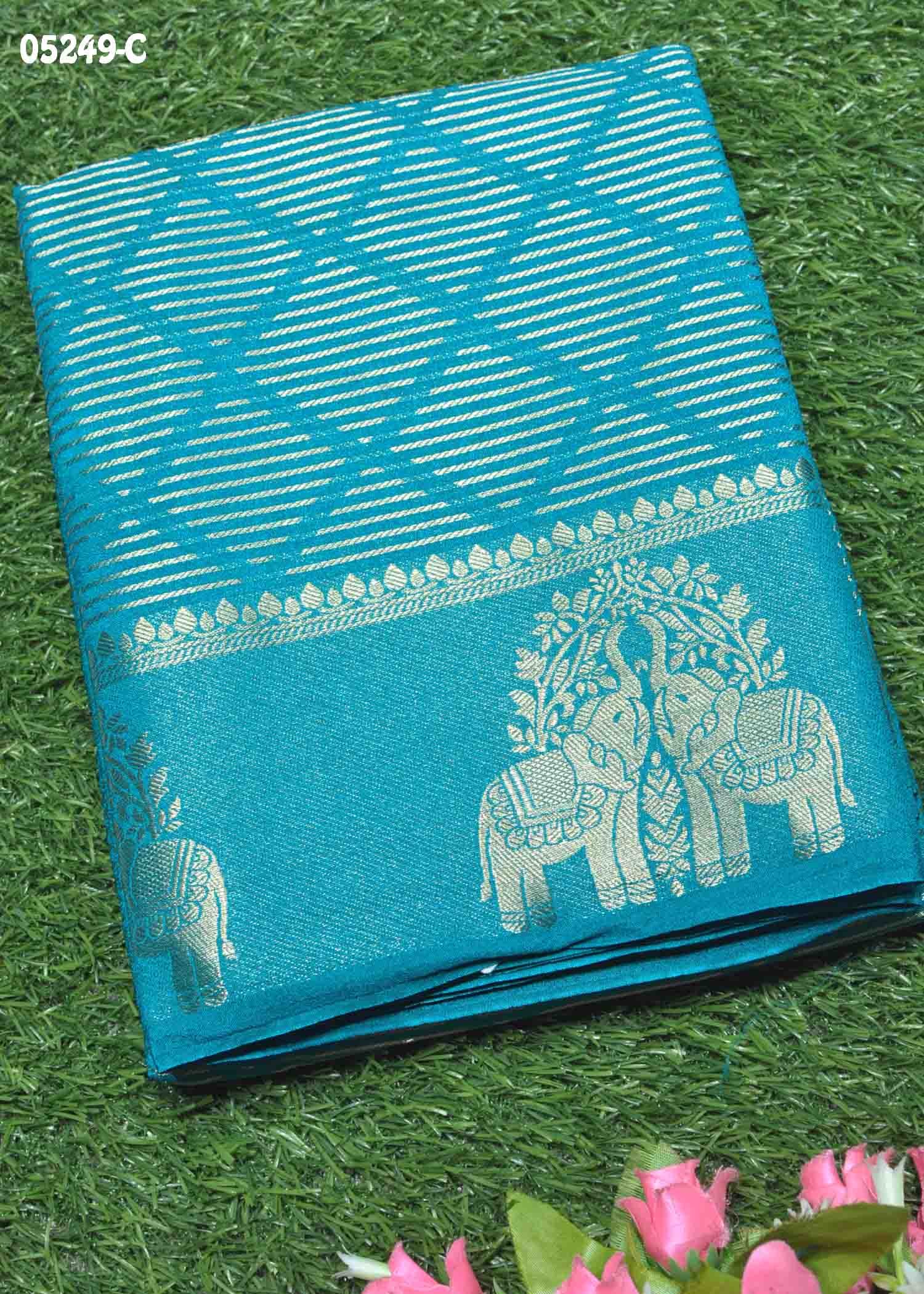 Agalika - 05249-C TealBlue Color Traditional Raw Silk Saree CM1411815 (RR3D)