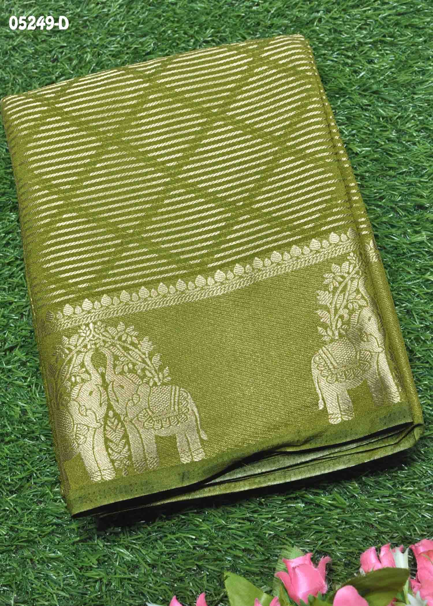 Agalika - 05249-D OliveGreen Color Traditional Raw Silk Saree CM1411815 (RR3D)