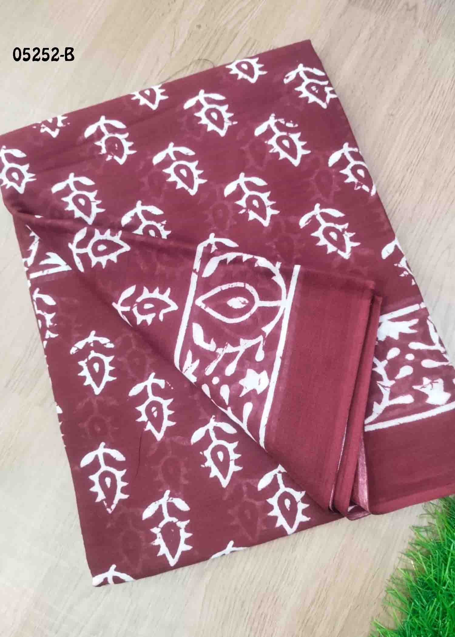 Rishmitha - 05252-B Maroon Color Trendy Mul Mul Cotton Saree CM1412032 (RR3B)