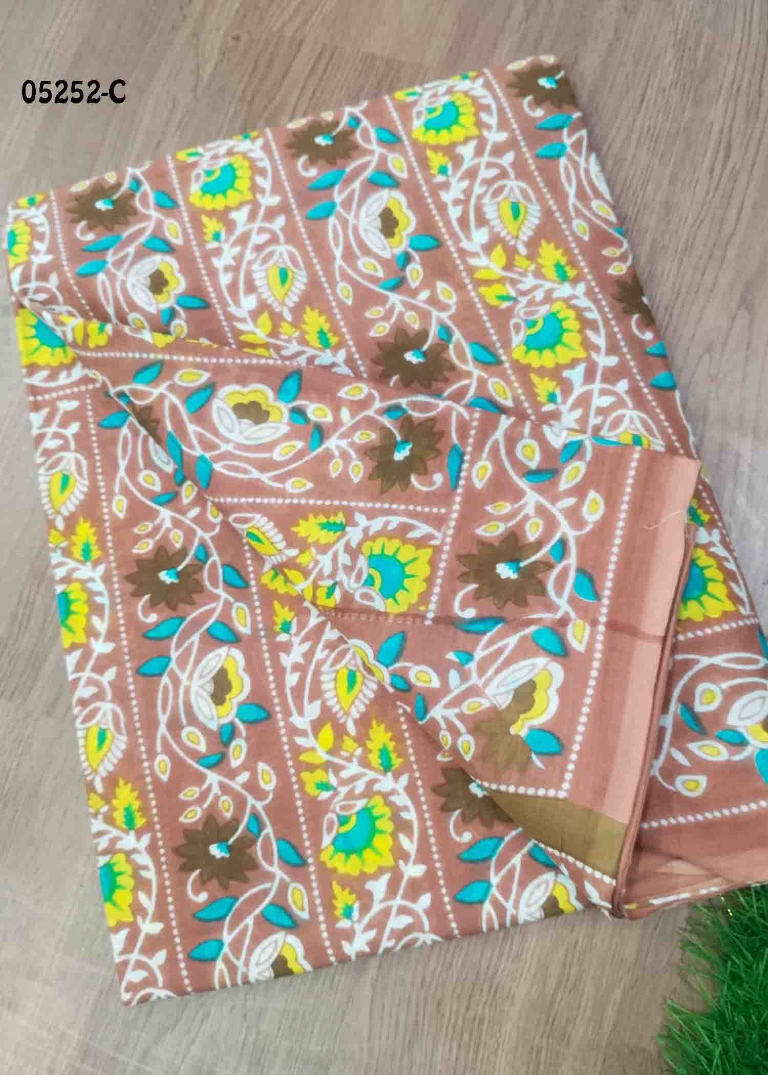 Rishmitha - 05252-C LightBrown Color Trendy Mul Mul Cotton Saree CM1412032 (RR3B)