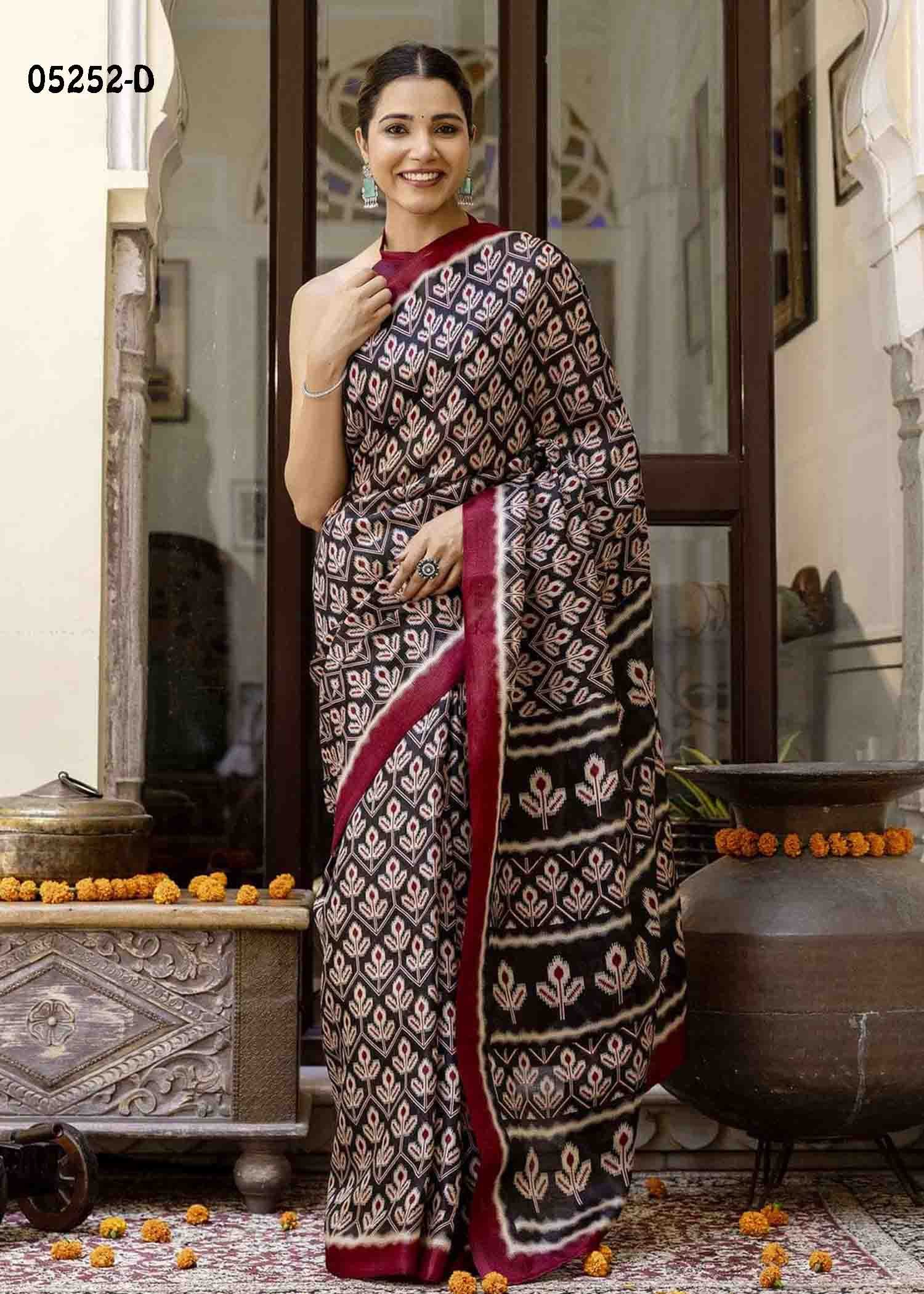 Rishmitha - 05252-D Black Color Trendy Mul Mul Cotton Saree CM1412032 (RR3B)
