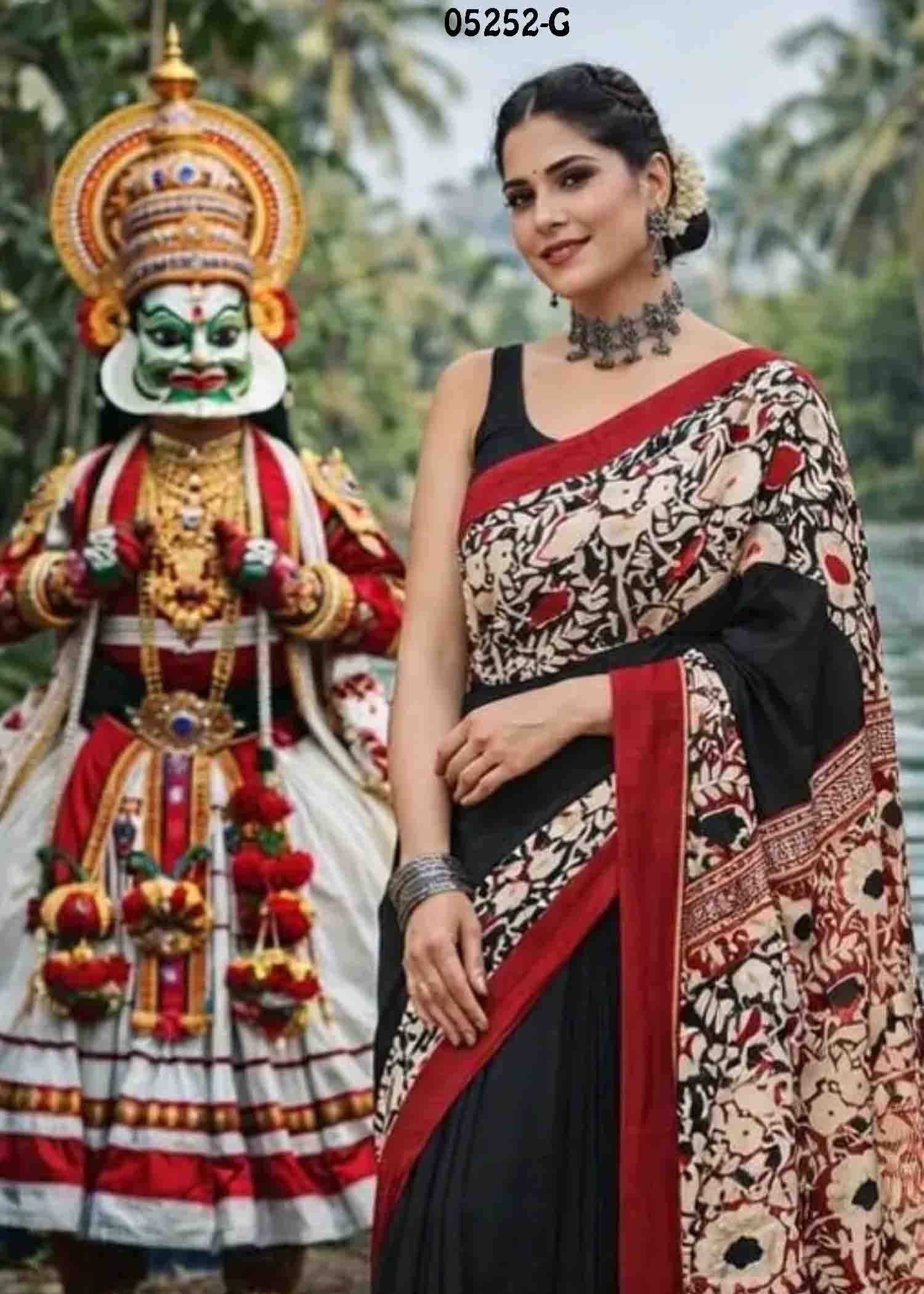 Rishmitha - 05252-G Black Color Trendy Mul Mul Cotton Saree CM1412032 (RR3B)