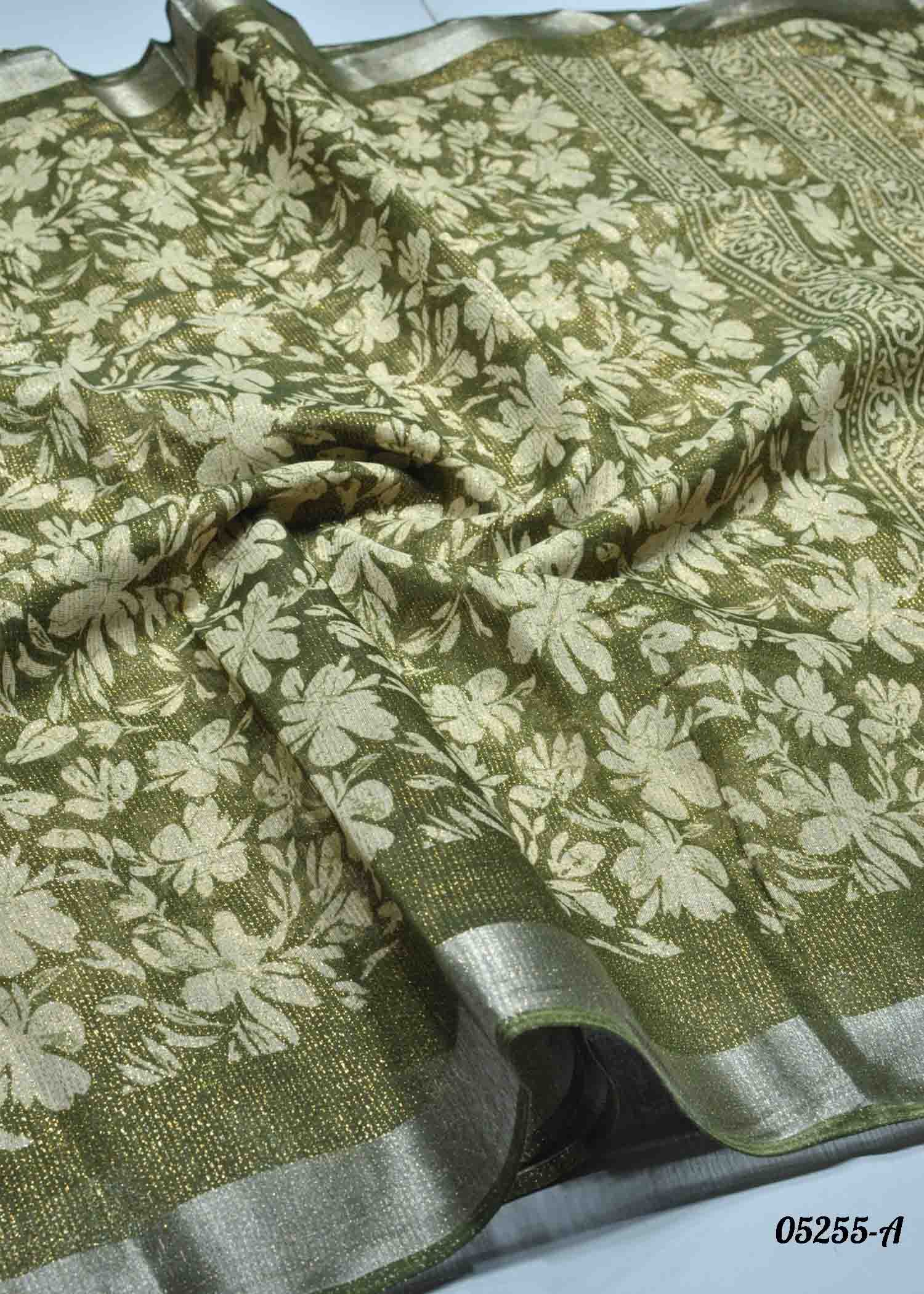 Anamika - 05255-A Green Color Trendy Jute Cotton Saree CM1395683 (RR3B)