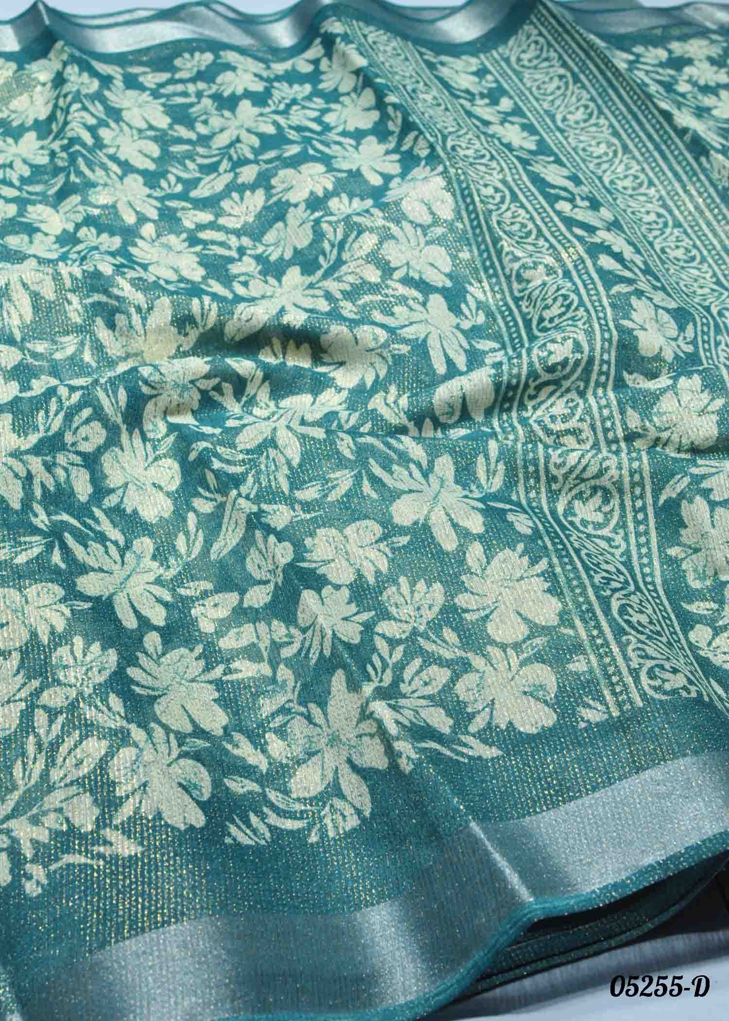 Anamika - 05255-D CelesteBlue Color Trendy Jute Cotton Saree CM1395683 (RR3B)