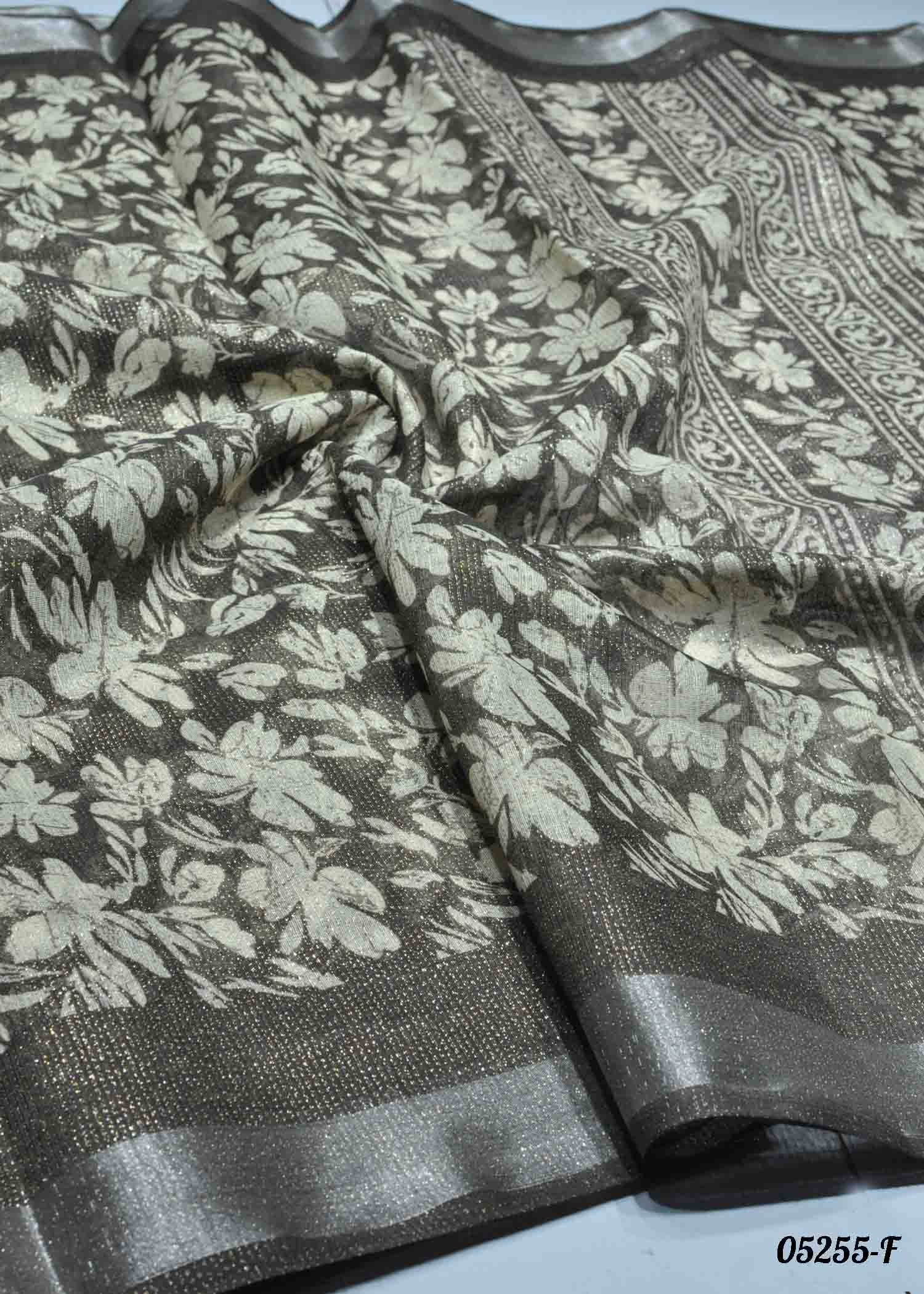 Anamika - 05255-F Grey Color Trendy Jute Cotton Saree CM1395683 (RR3B)
