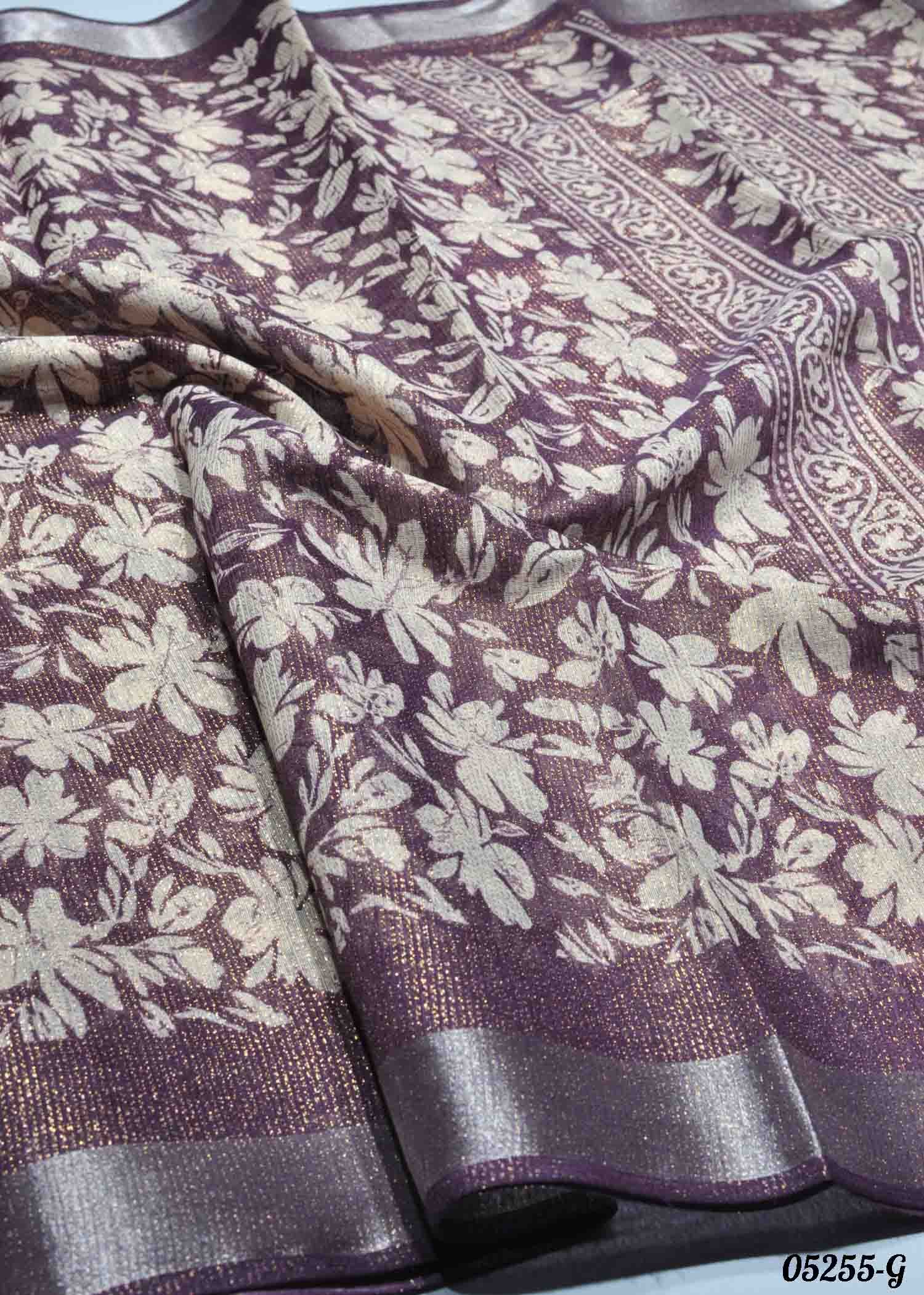 Anamika - 05255-G Purple Color Trendy Jute Cotton Saree CM1395683 (RR3B)