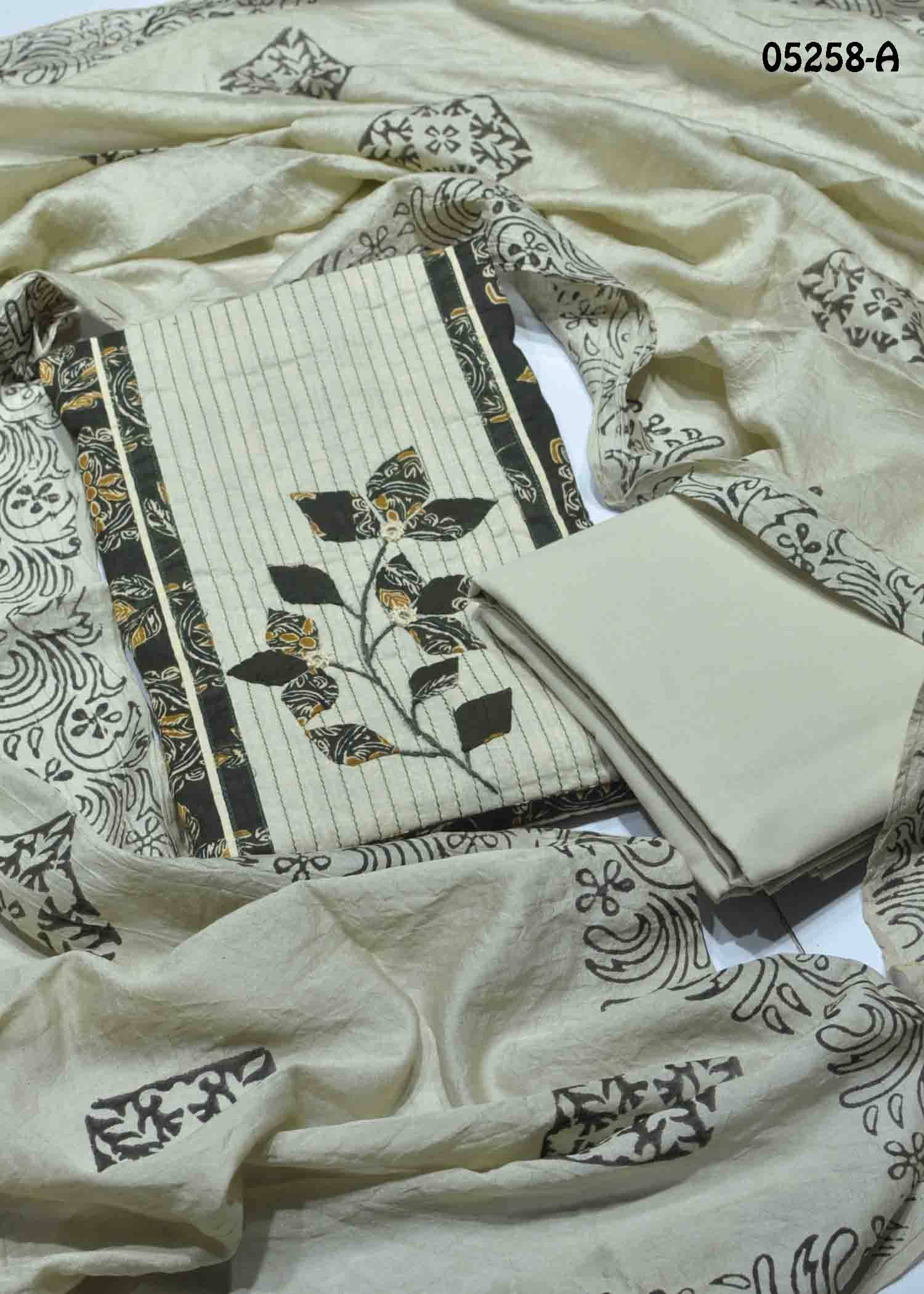 Thanishka - 05258-A Black Color Excellent South Cotton Salwar Material CM1402257 (RR6D)