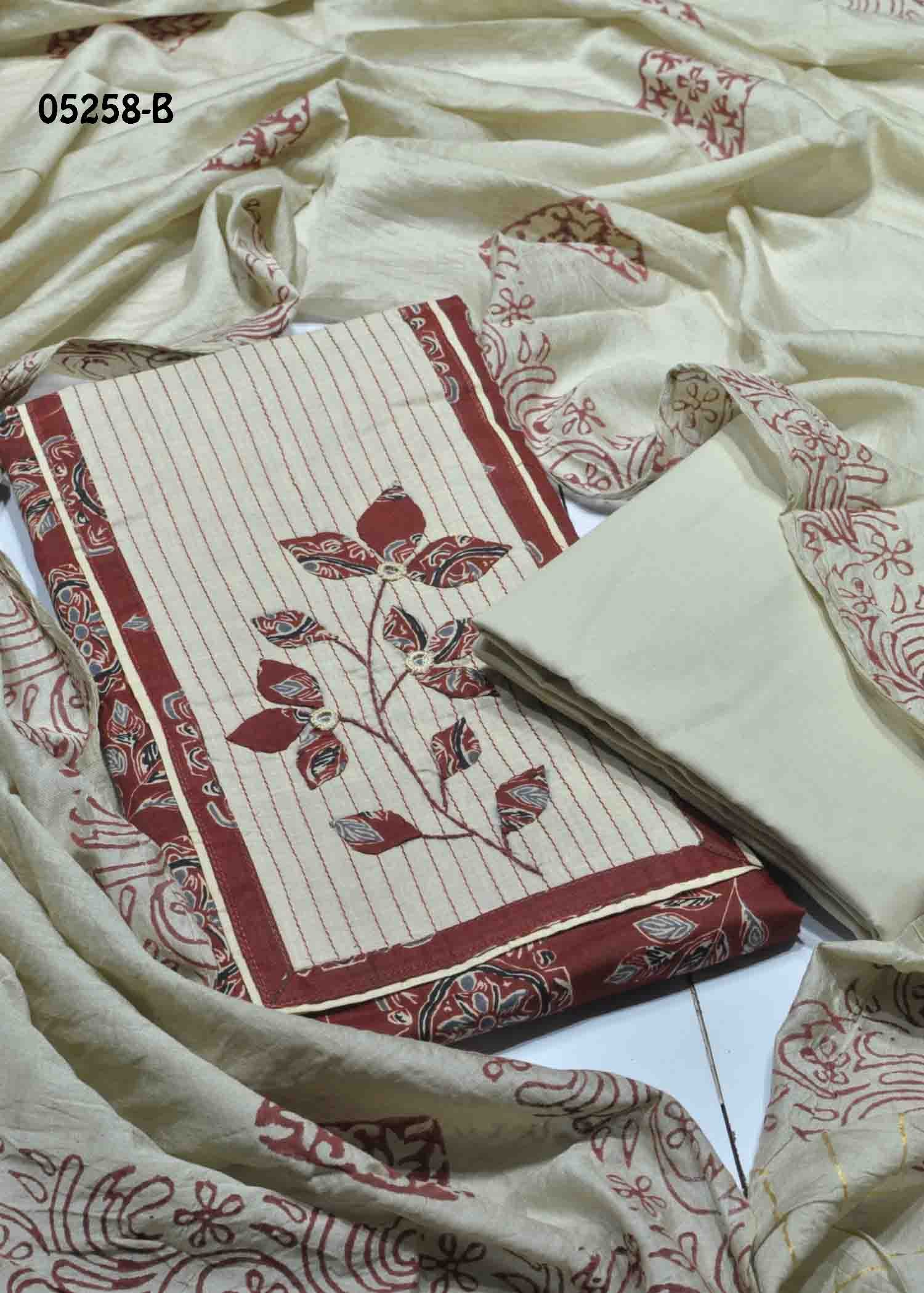 Thanishka - 05258-B Maroon Color Excellent South Cotton Salwar Material CM1402257 (RR6D)