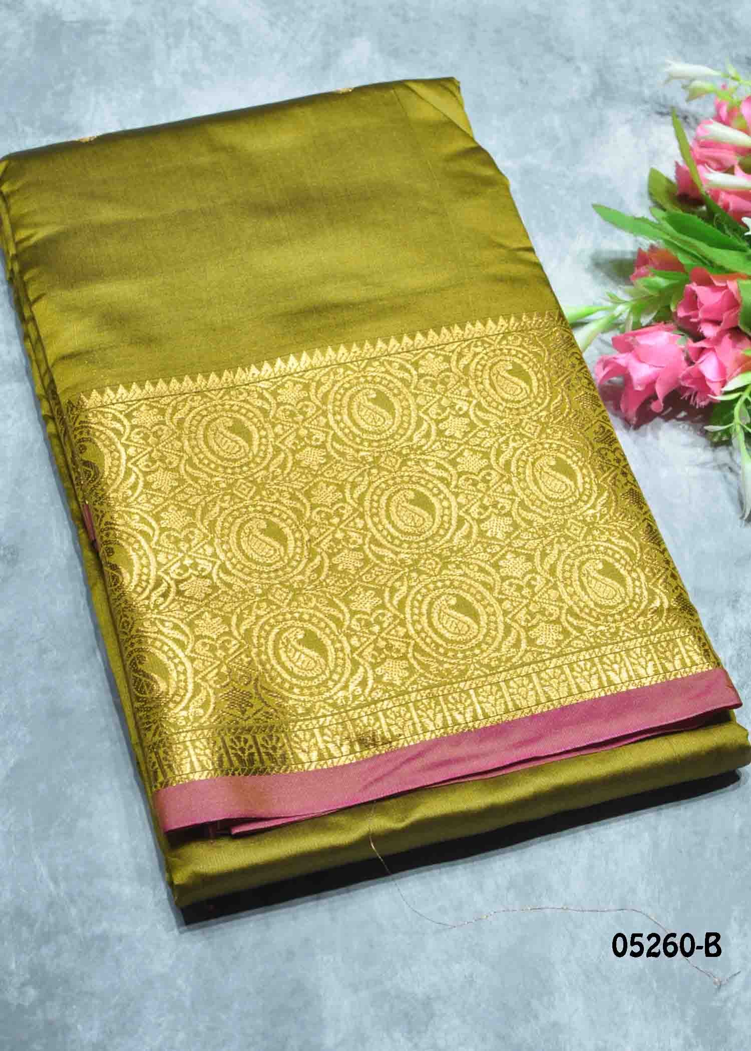 Yashika - 05260-B TeaGreen Color Excellent Lichi Silk Saree CM1391564 (RR4B)