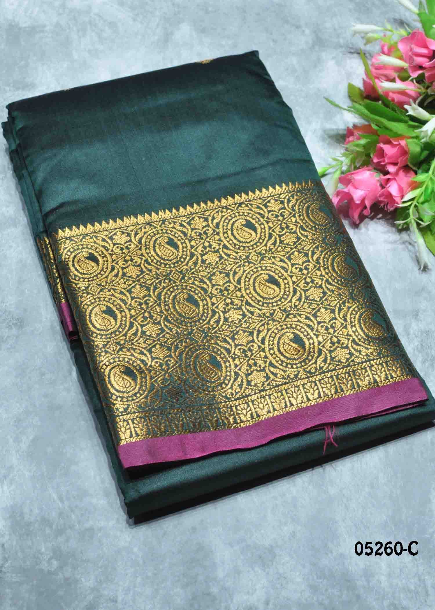 Yashika - 05260-C BottleGreen Color Excellent Lichi Silk Saree CM1391564 (RR4B)