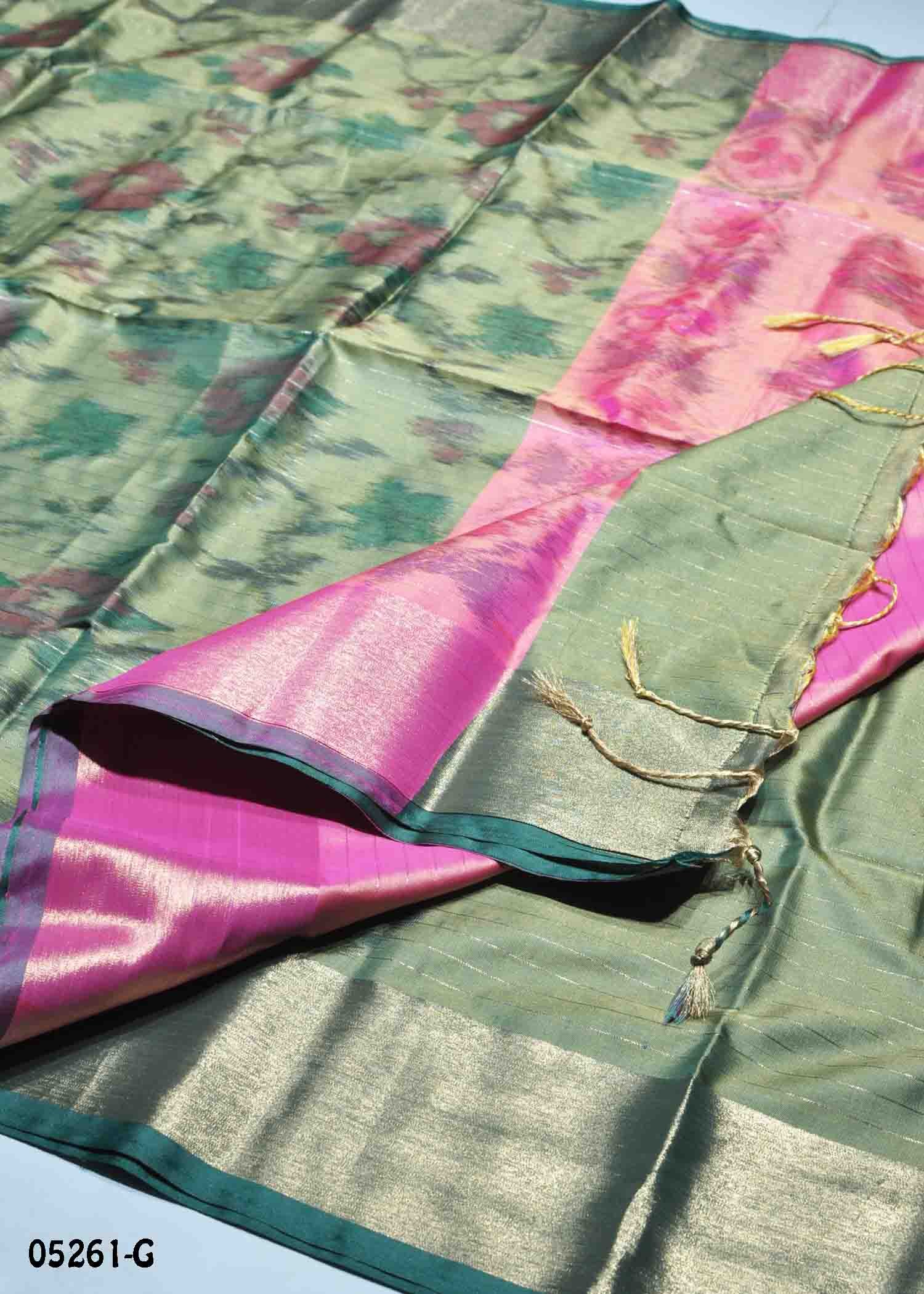 Kodhai - 05261-G OliveGreen Color Traditional Pochampally Silk Saree CM1394298 (RR3D)