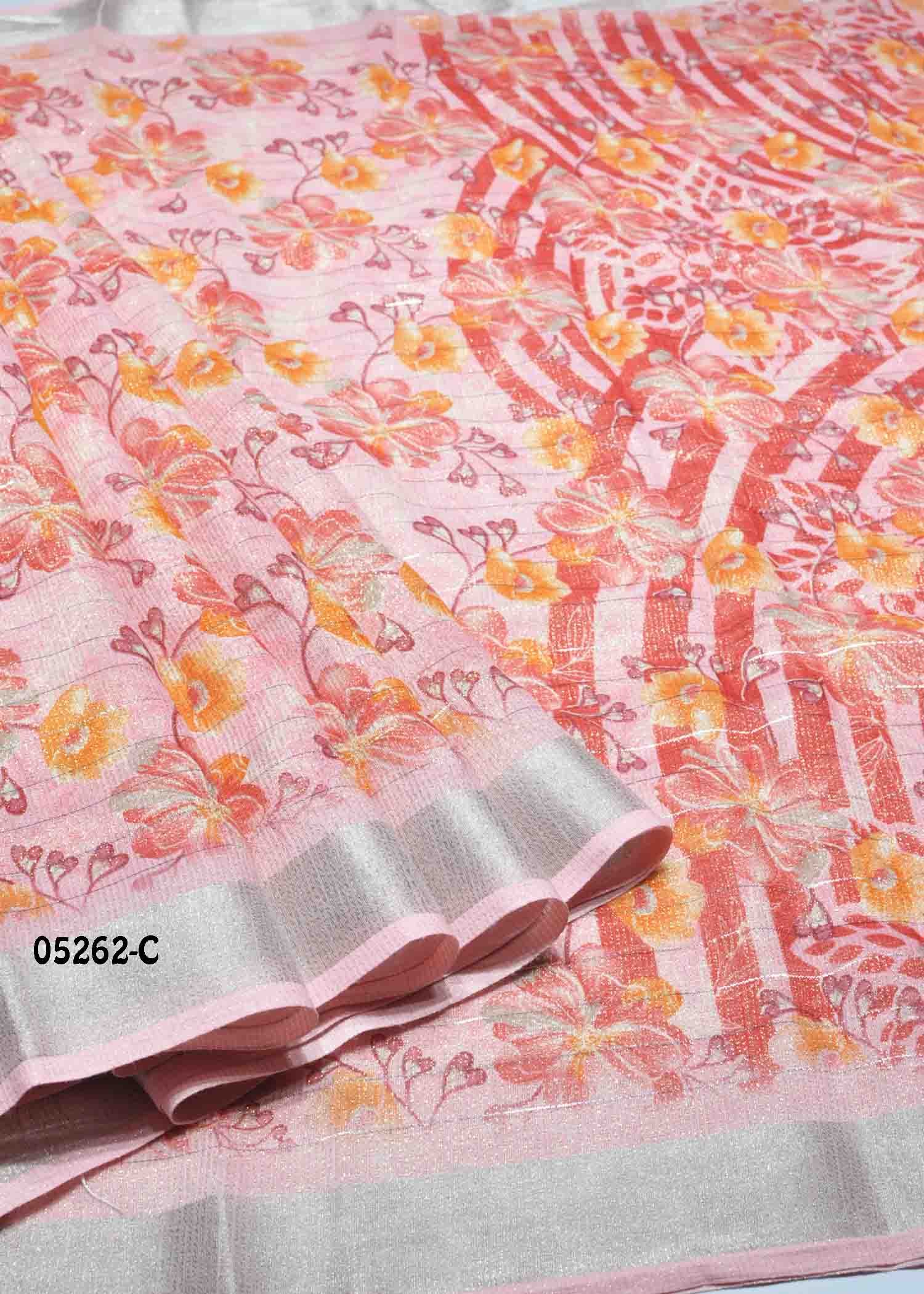 Malar - 05262-C Peach Color Trendy Jute Cotton Saree CM1392785 (RR4B)