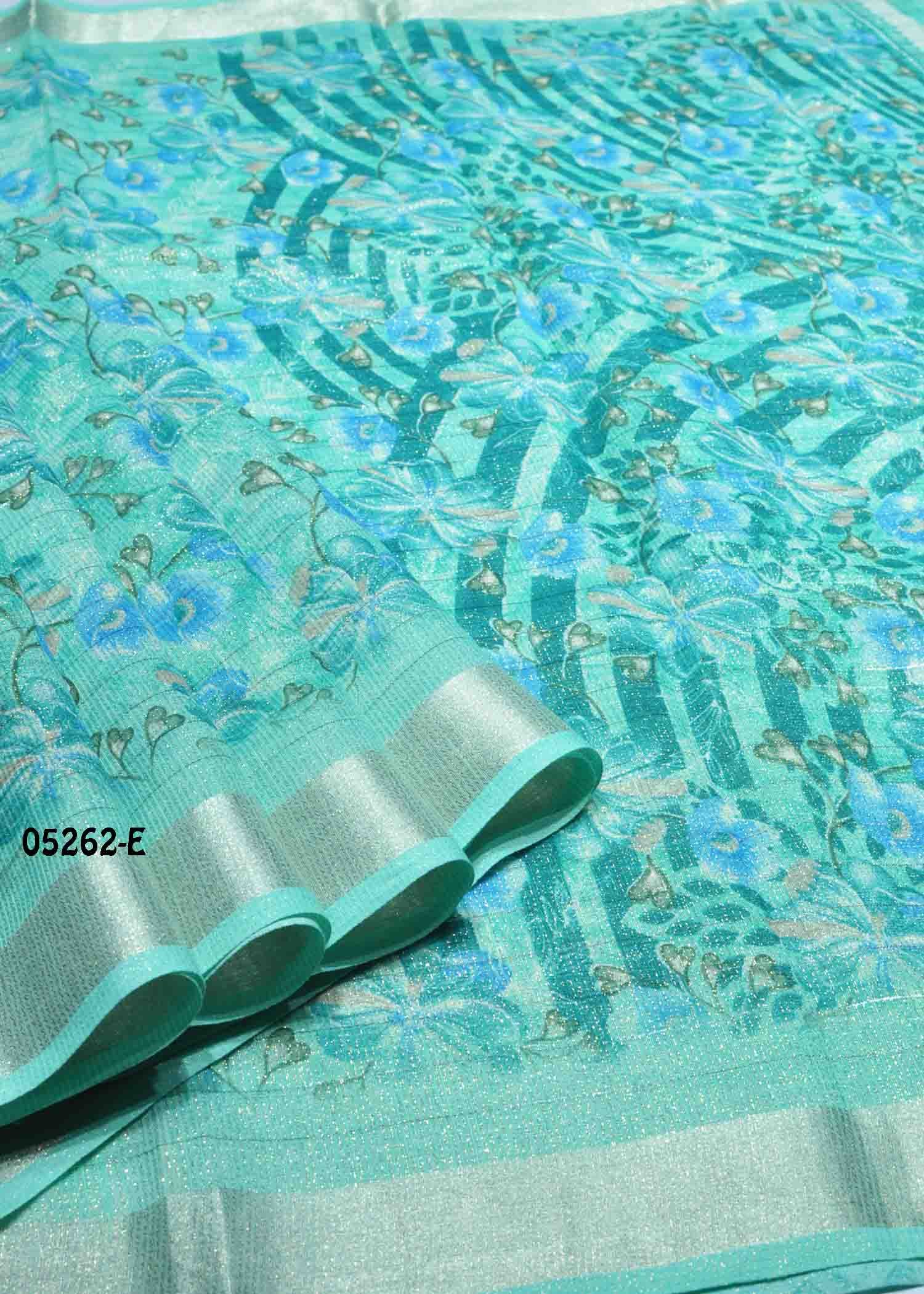 Malar - 05262-E Cyan Color Trendy Jute Cotton Saree CM1392785 (RR4B)