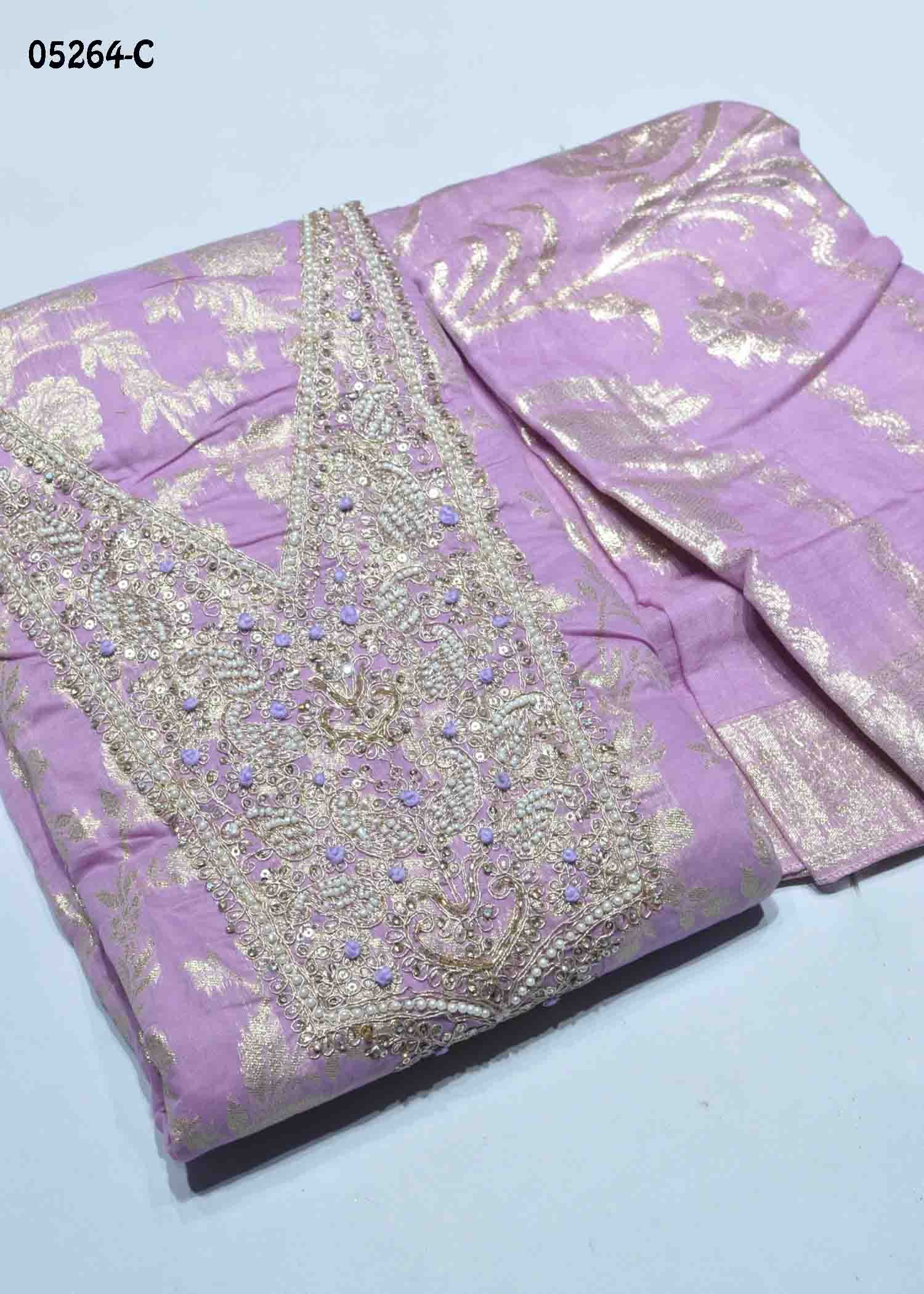 Cindrella - 05264-C Lavender Color Excellent Chanderi Jaquard Salwar Material CM1400923 (RR6C)
