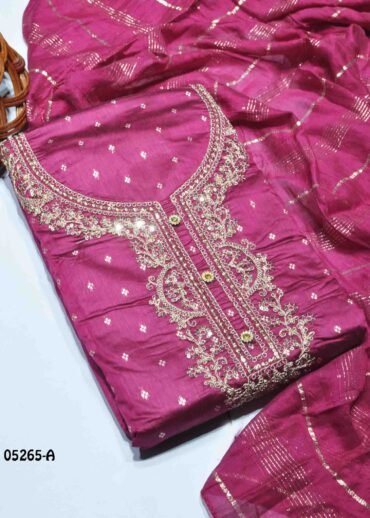 Kavya - 05265-A  DarkPink Color Excellent Chanderi Butti Salwar Material CM1400848 (RR6C)