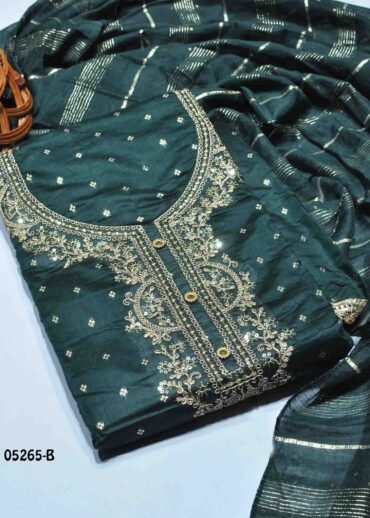 Kavya - 05265-B  Green Color Excellent Chanderi Butti Salwar Material CM1400848 (RR6C)