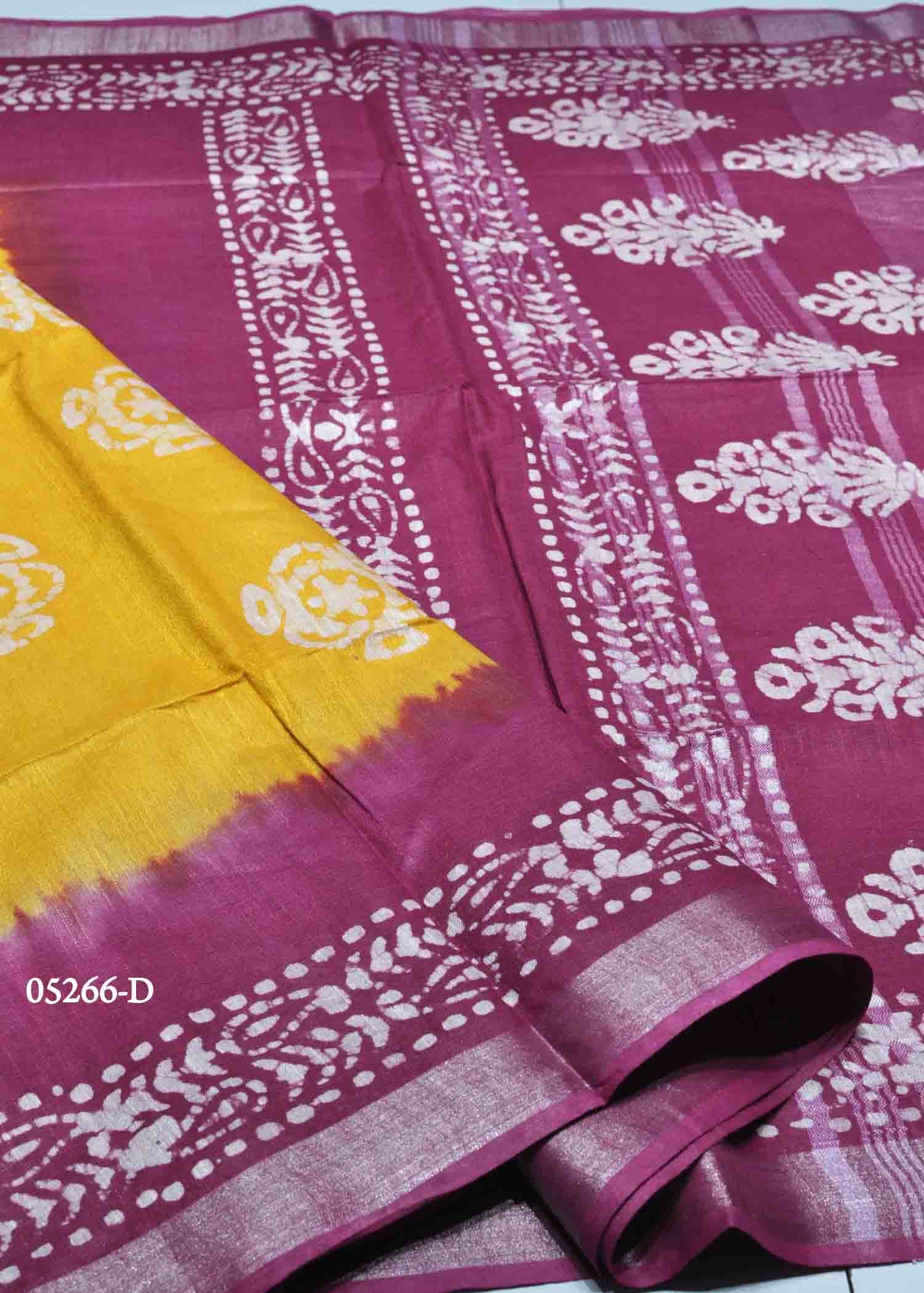 Sagana - 05266-D Yellow Color Trendy Linen Cotton Saree CM1407856 (RR5B)