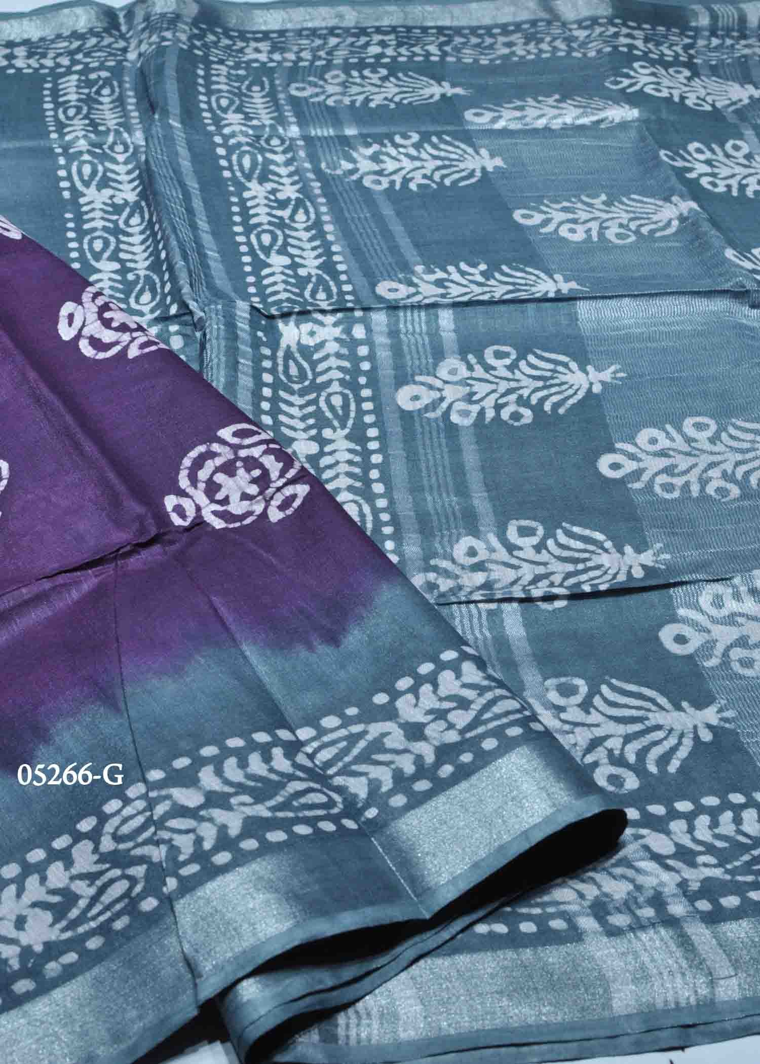 Sagana - 05266-G Violet Color Trendy Linen Cotton Saree CM1407856 (RR5B)