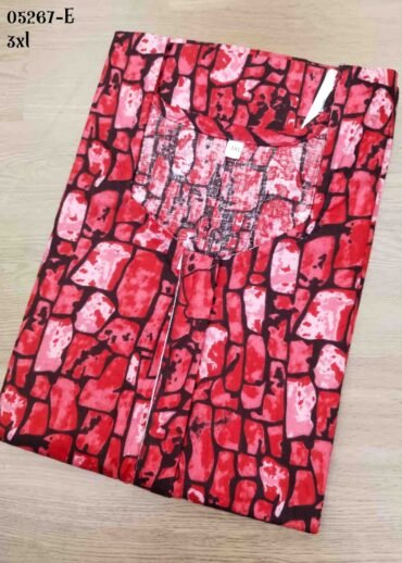Iniyasri -05267-E  [3XL]  Red Color Cotton Readymade Pocket Nighty CM1410758 (RR6B)
