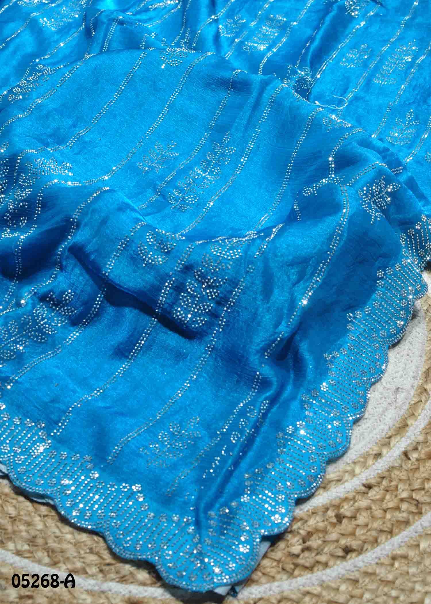 Natchathra - 05268-A SkyBlue Color Trendy Space Silk Saree CM1397482 (RR3E)