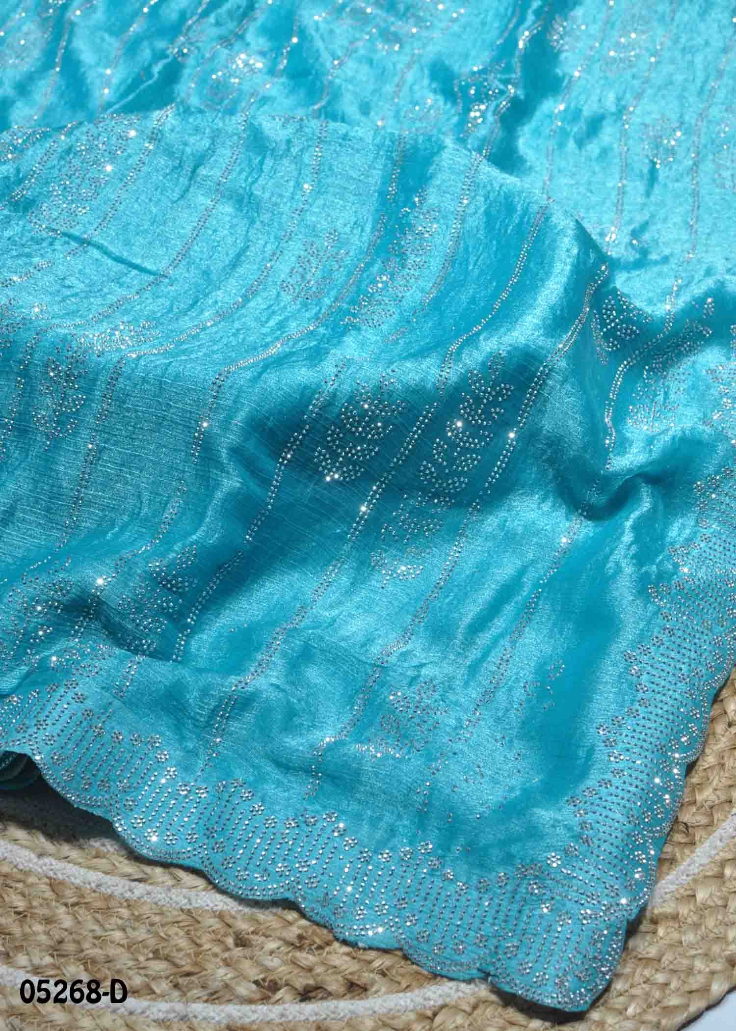 Natchathra - 05268-D Cyan Color Trendy Space Silk Saree CM1397482 (RR3E)