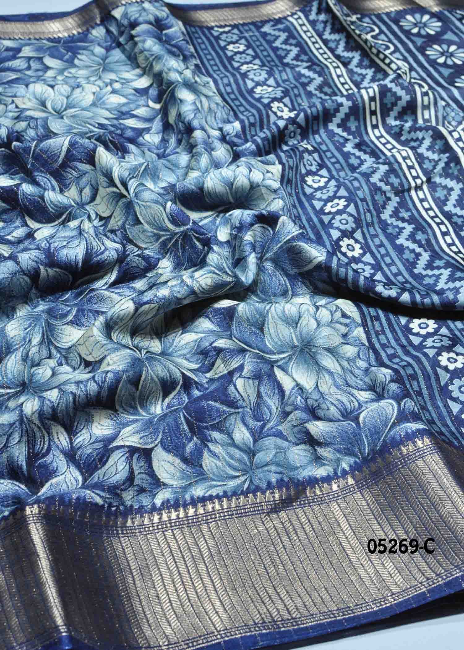 Dakshitha - 05268-C Blue Color Trendy Dola Silk Saree CM1391167 (RR3E)
