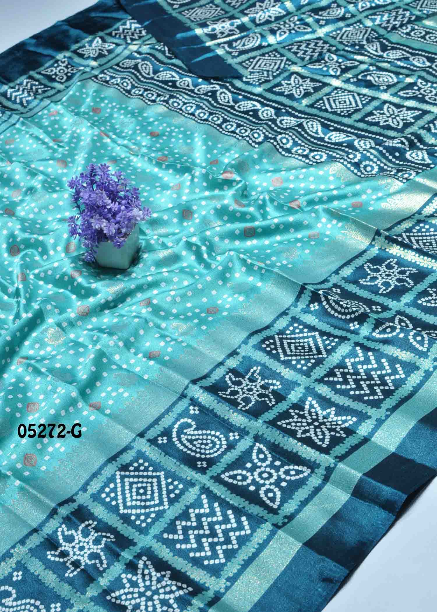 Manimegalai - 05272-G Cyan Color Trendy Moss Chiffon Saree CM1409400 (RR4E)
