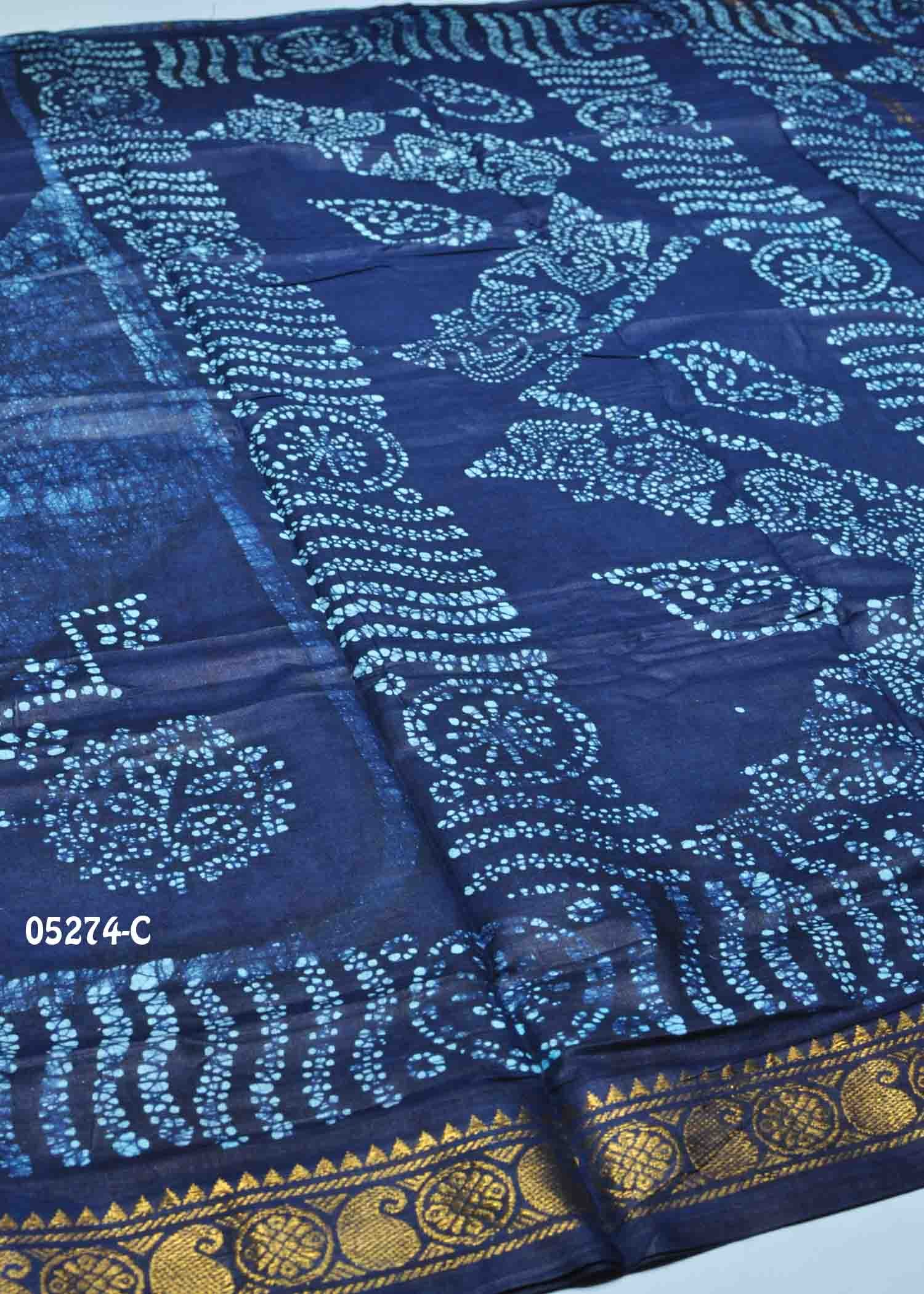 Vishanthini - 05274-C NavyBlue Color Madurai Chungudi Cotton Saree CM1411923 (RR5D)