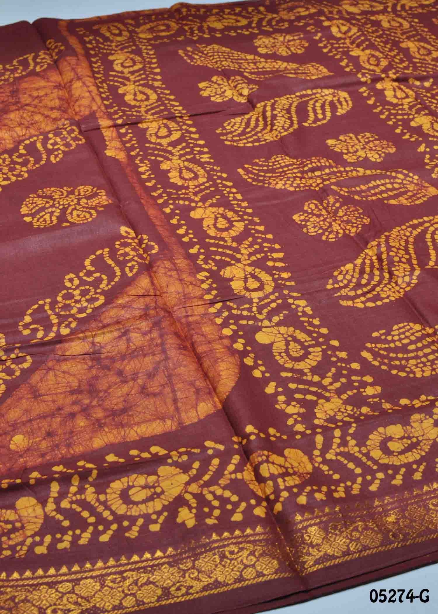 Vidharna - 05274-G Maroon Color Madurai Chungudi Cotton Saree CM1411923 (RR5D)