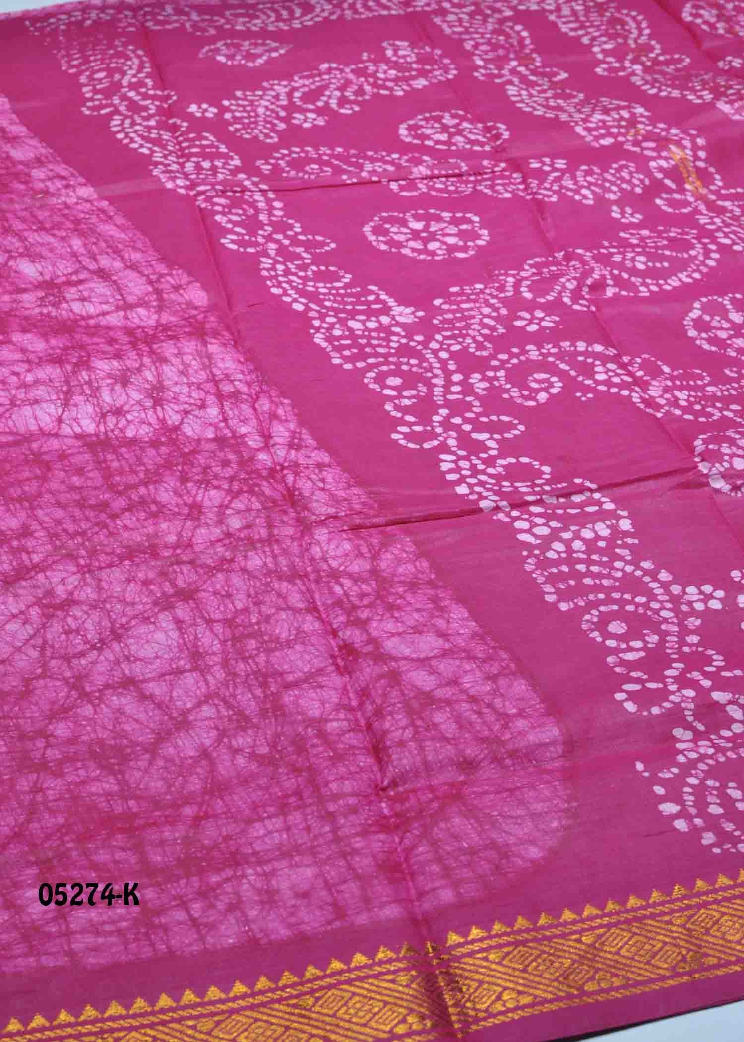 Vidharna - 05274-K Pink Color Madurai Chungudi Cotton Saree CM1411923 (RR5D)
