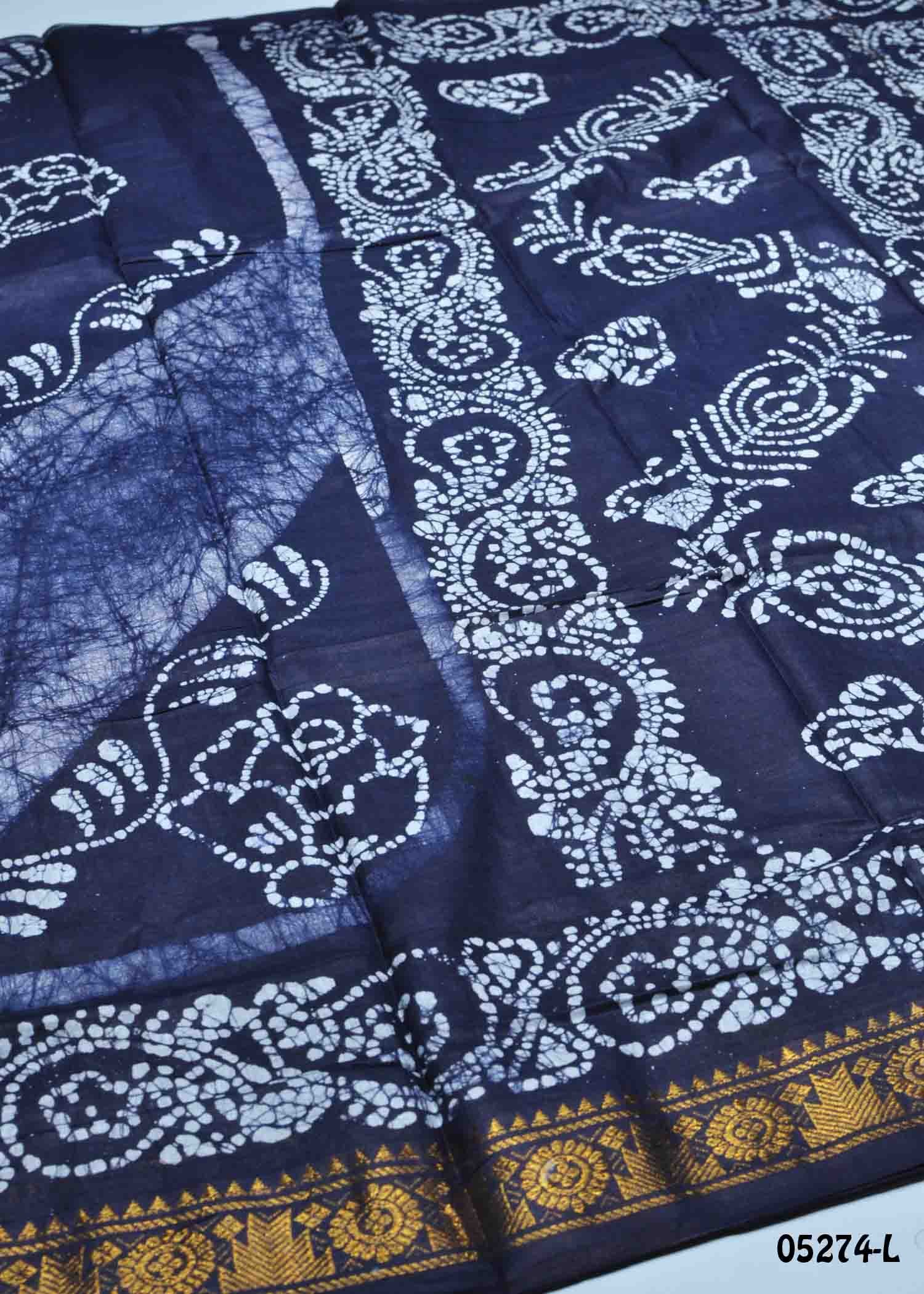 Vidharna - 05274-L NavyBlue Color Madurai Chungudi Cotton Saree CM1411923 (RR5D)
