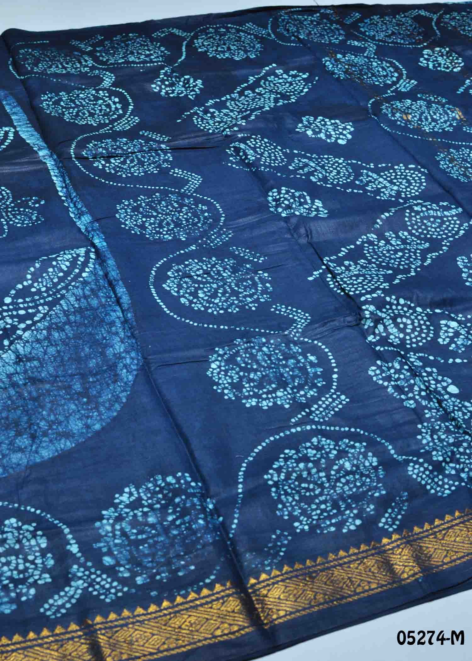 Vidharna - 05274-M PeacockBlue Color Madurai Chungudi Cotton Saree CM1411923 (RR5D)