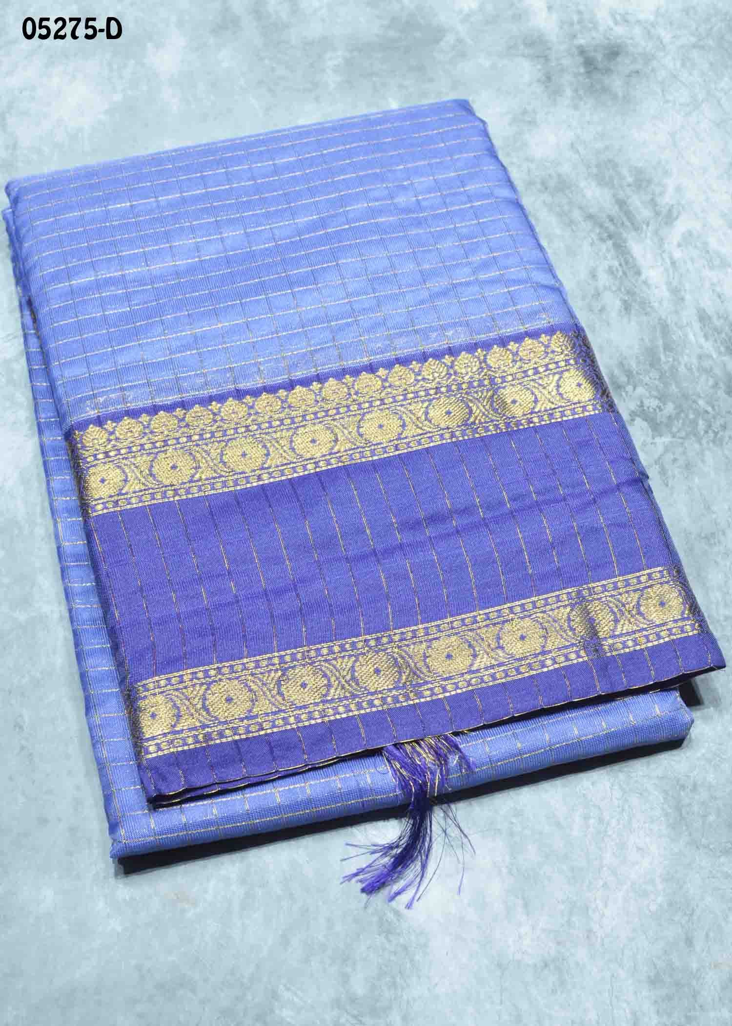 Pranavika - 05275-D Lavender Color Checked Cora Silk Saree CM1410101 (RR5D)