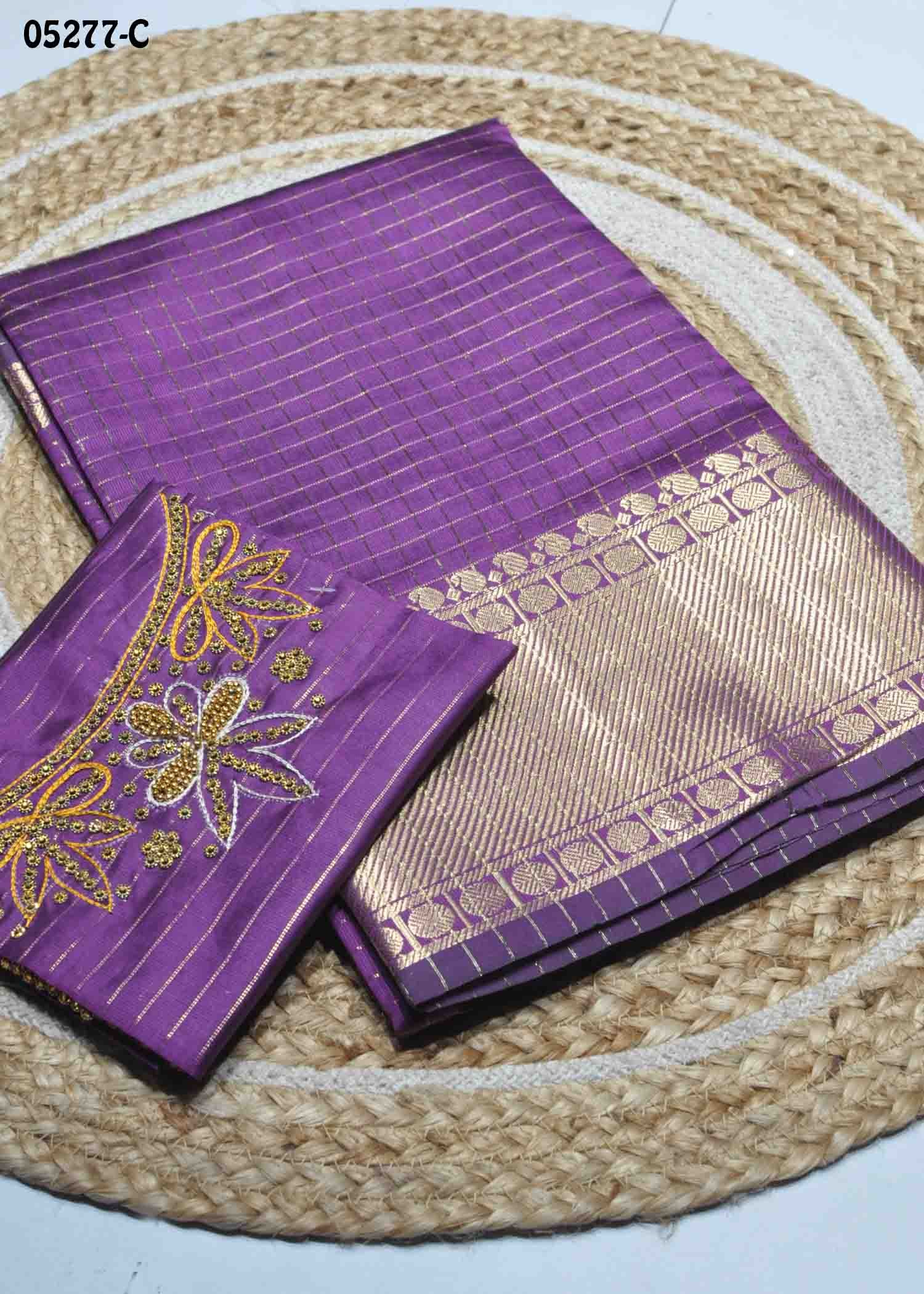 Deepthika - 05277-C Purple Color Checked Chanderi Silk Saree CM1408365 (RR5D)